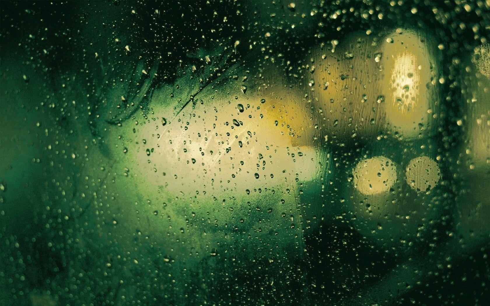 Window Rain Drops Night Lights HD Wallpaper