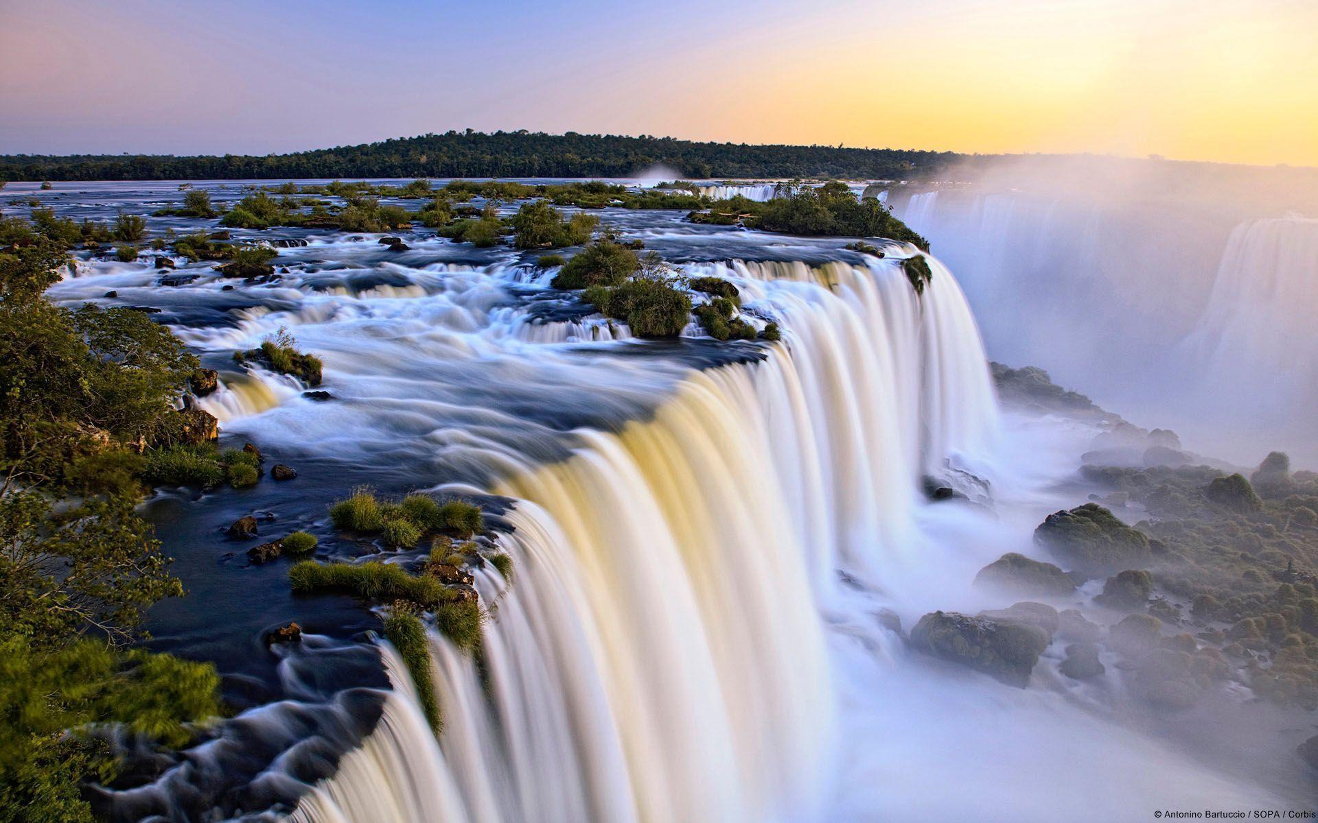 iguazu falls border argentina and brazil nature landscape. Free
