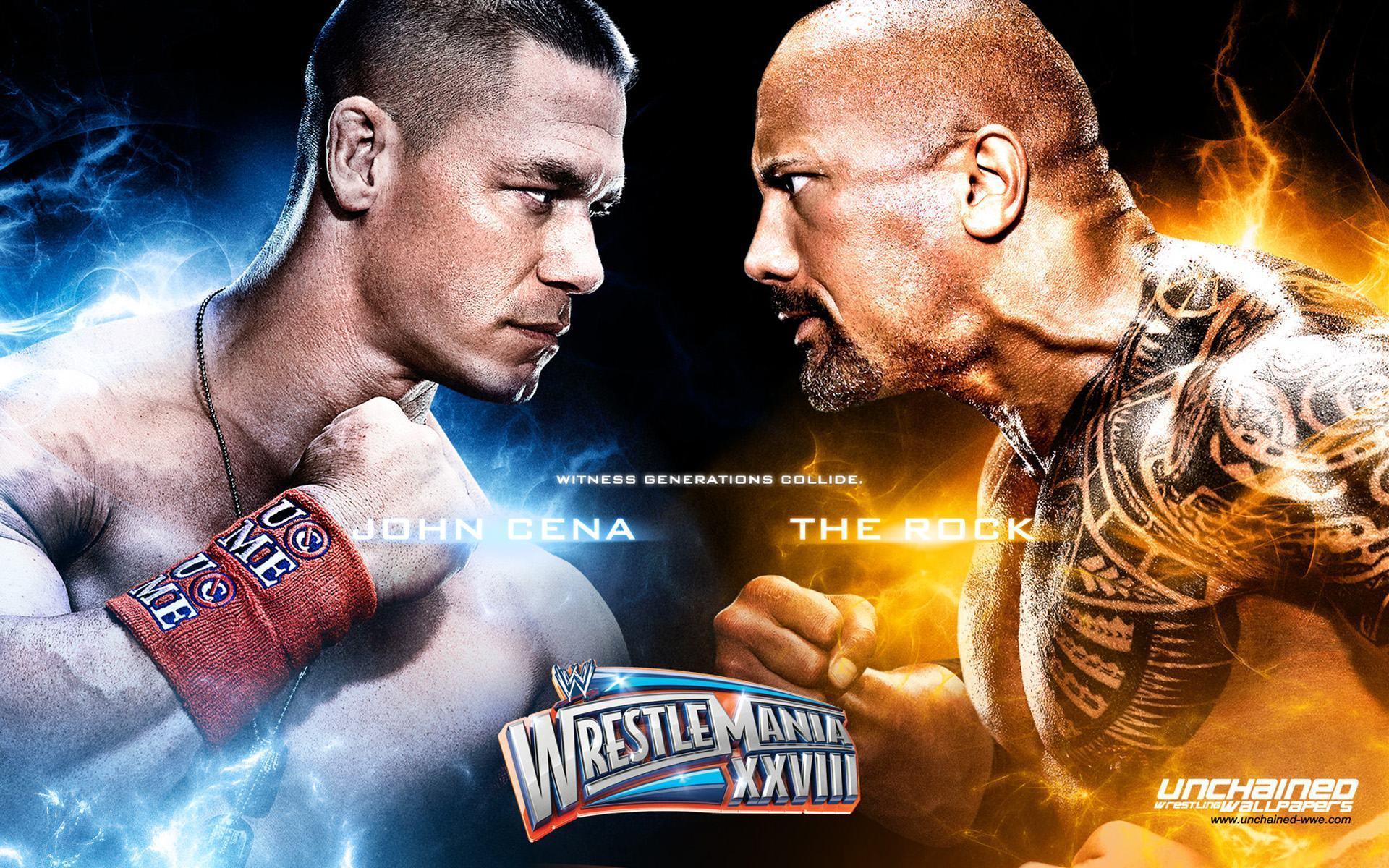 Unchained WWE Wrestling Wallpaper Rock vs John Cena HD Wallpaper