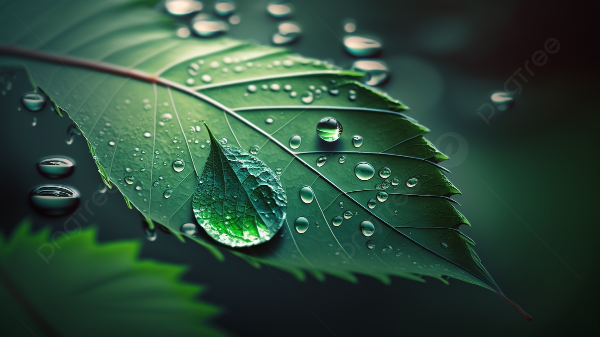 Leaves Water Drops Rain Natural