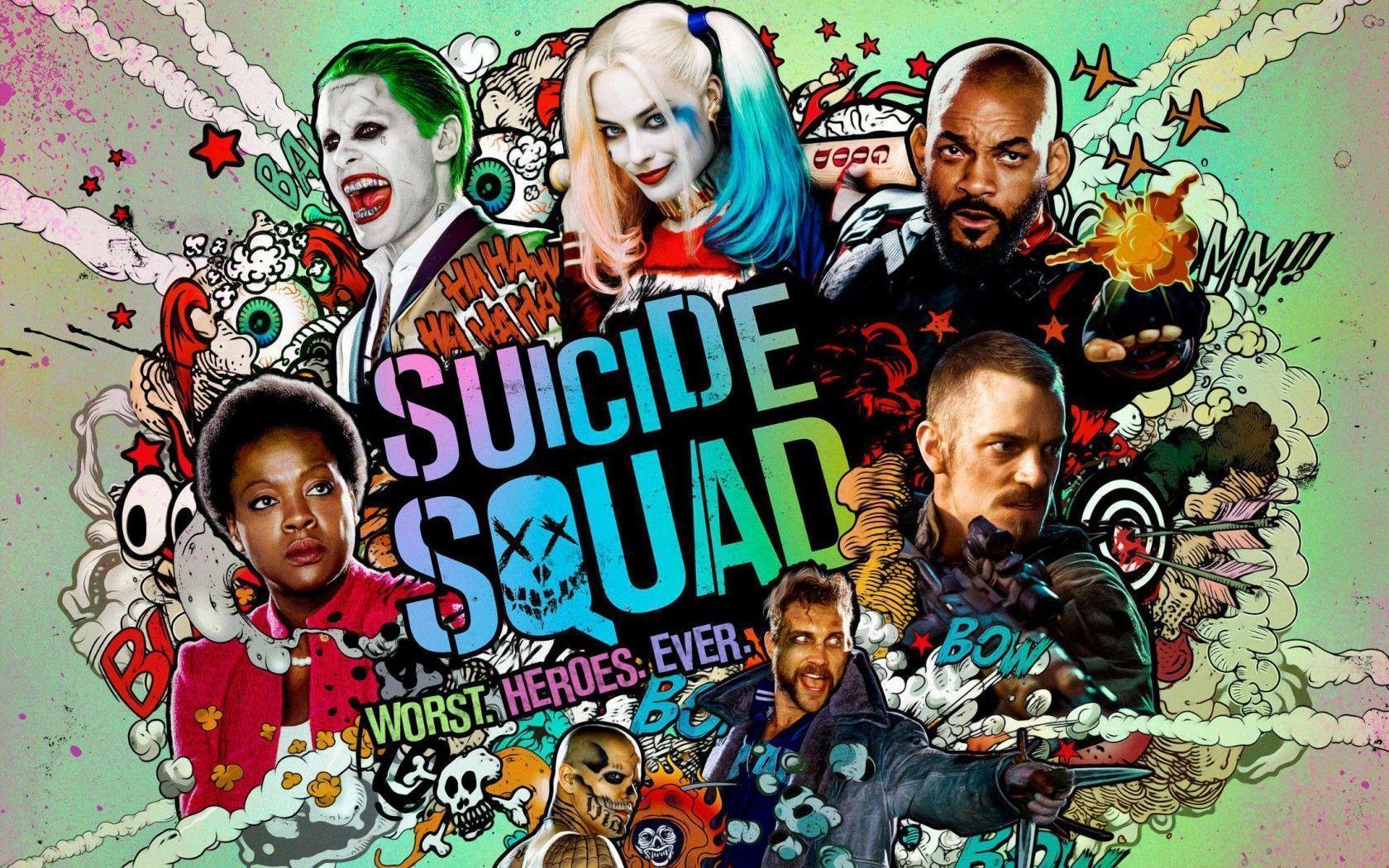 Wallpaper Suicide squad, Harley quinn, Deadshot, Joker, Captain