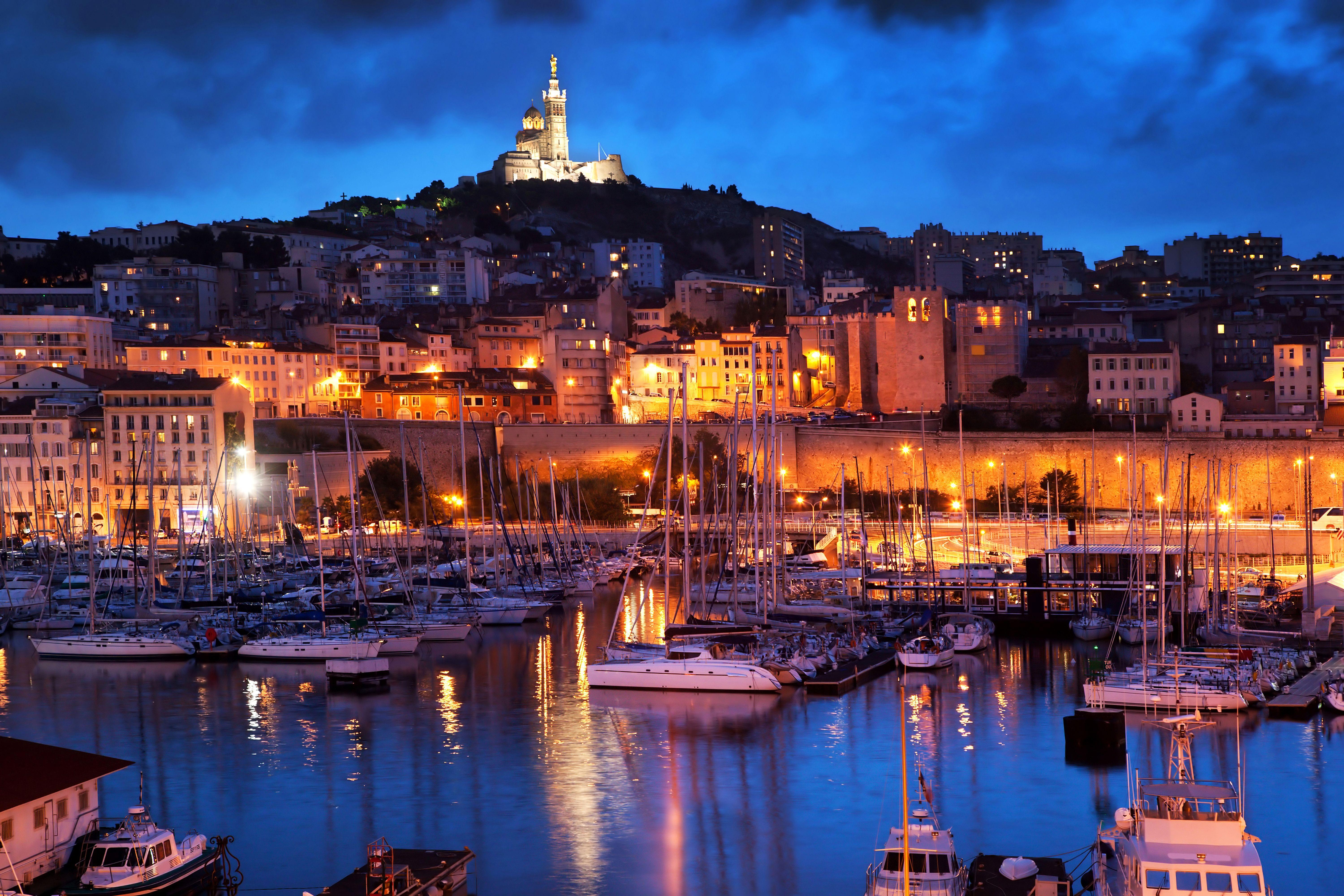 Photos Marseille France Ships Berth Sailing night time 6000x4001