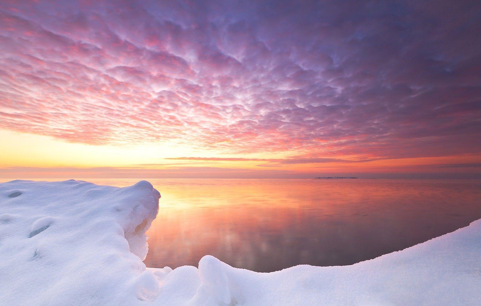 Pink sunset in Antarctica wallpaper and image