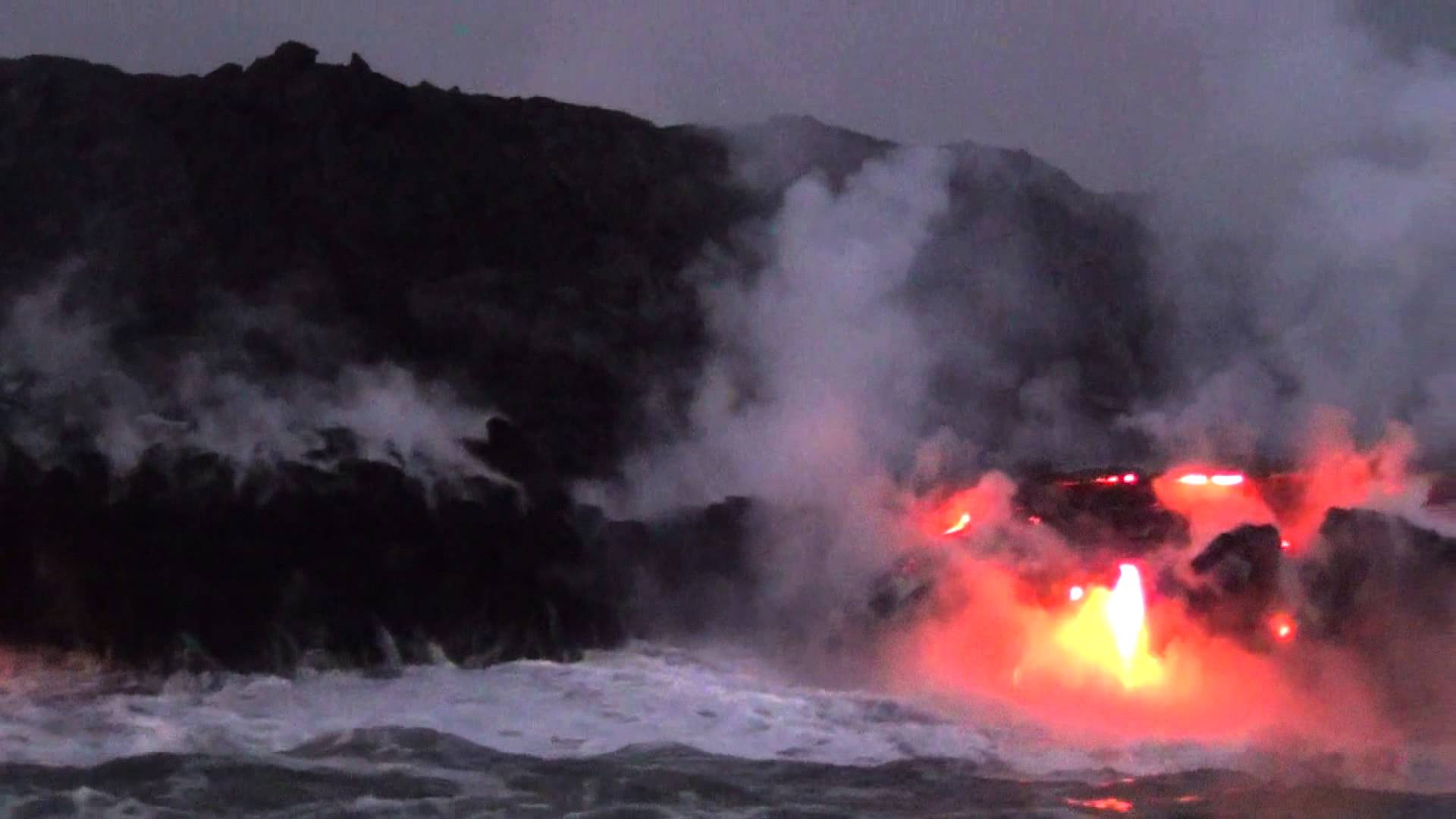 Lava meets sea in Hawai'I at the Volcanoes National Park