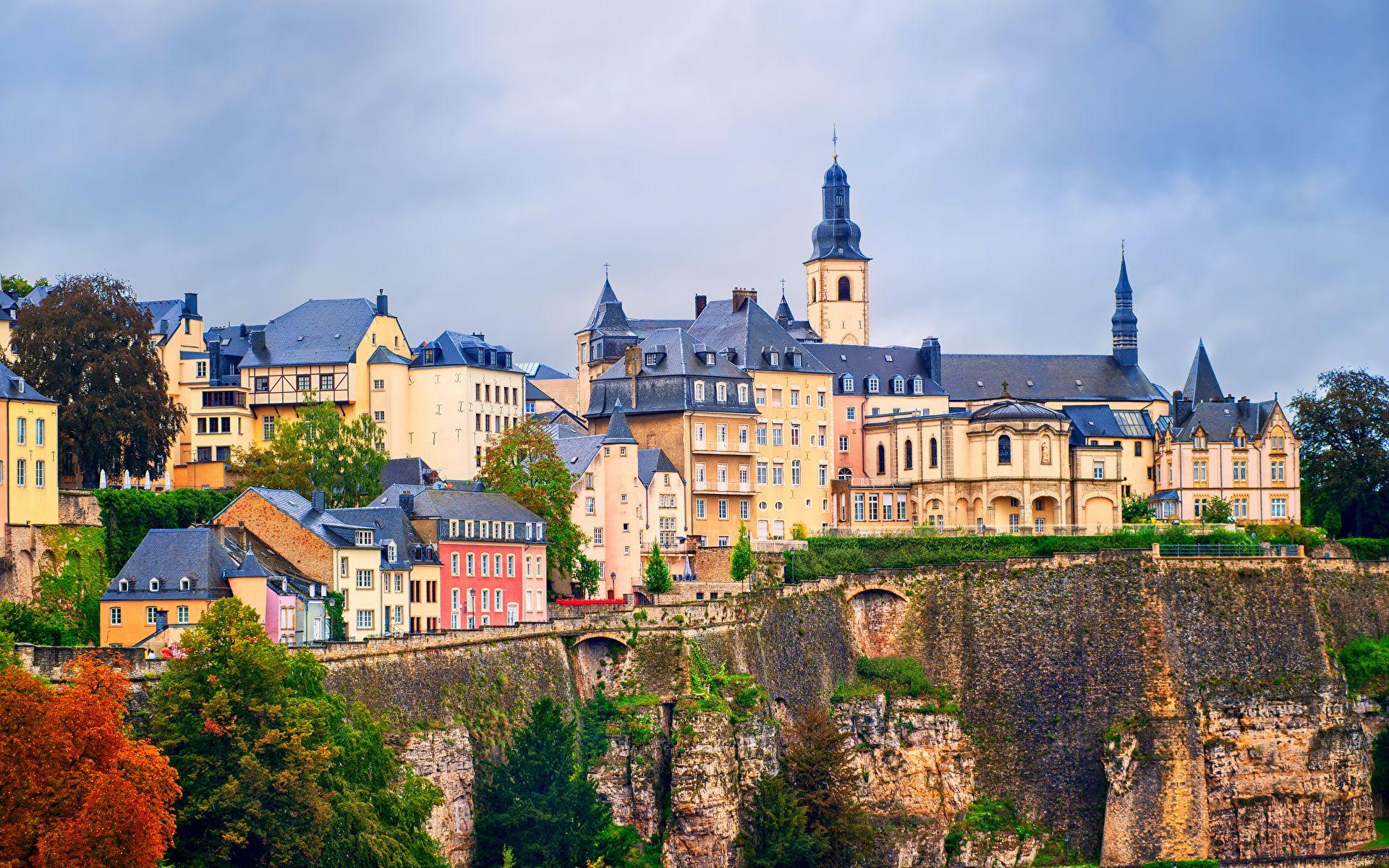 Photo Luxembourg city Rock Street Cities Houses 1920x1200