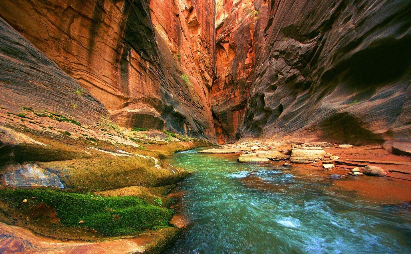 Hiking the Narrows in Zion. Hiking Zion. National
