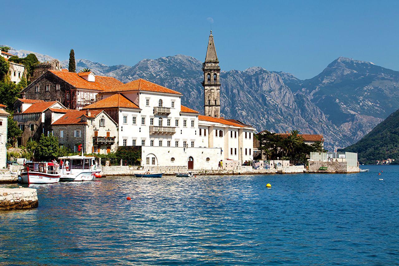 Wallpaper Montenegro Kotor bay Mountains Coast Cities Building