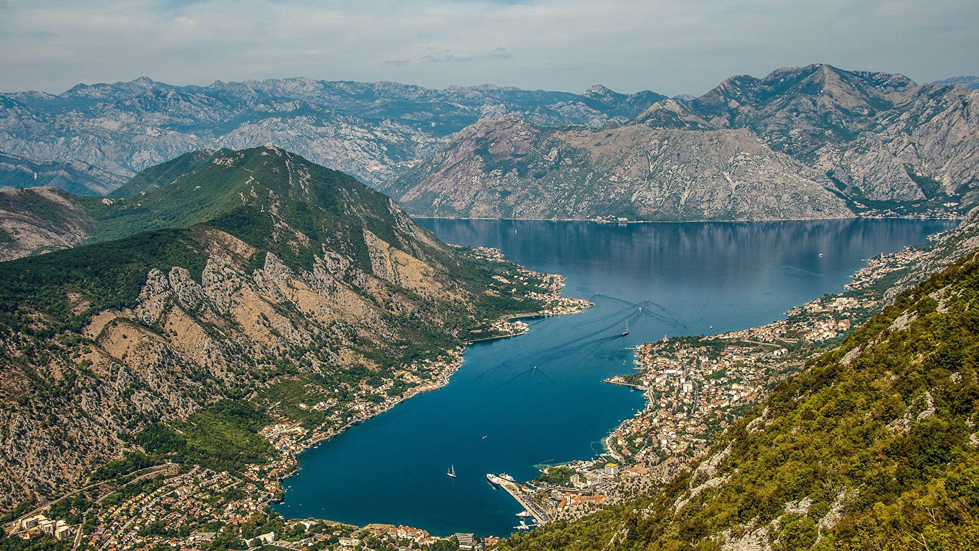 Picture Montenegro Kotor Nature Mountains Bay Houses 1920x1080