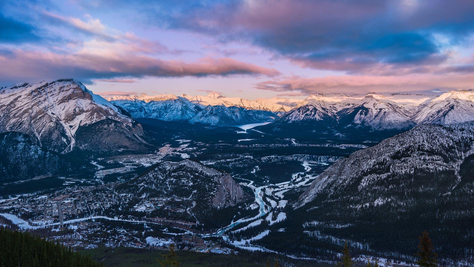 Sunset Sulphur Mountain Banff National Park Wallpaper in jpg
