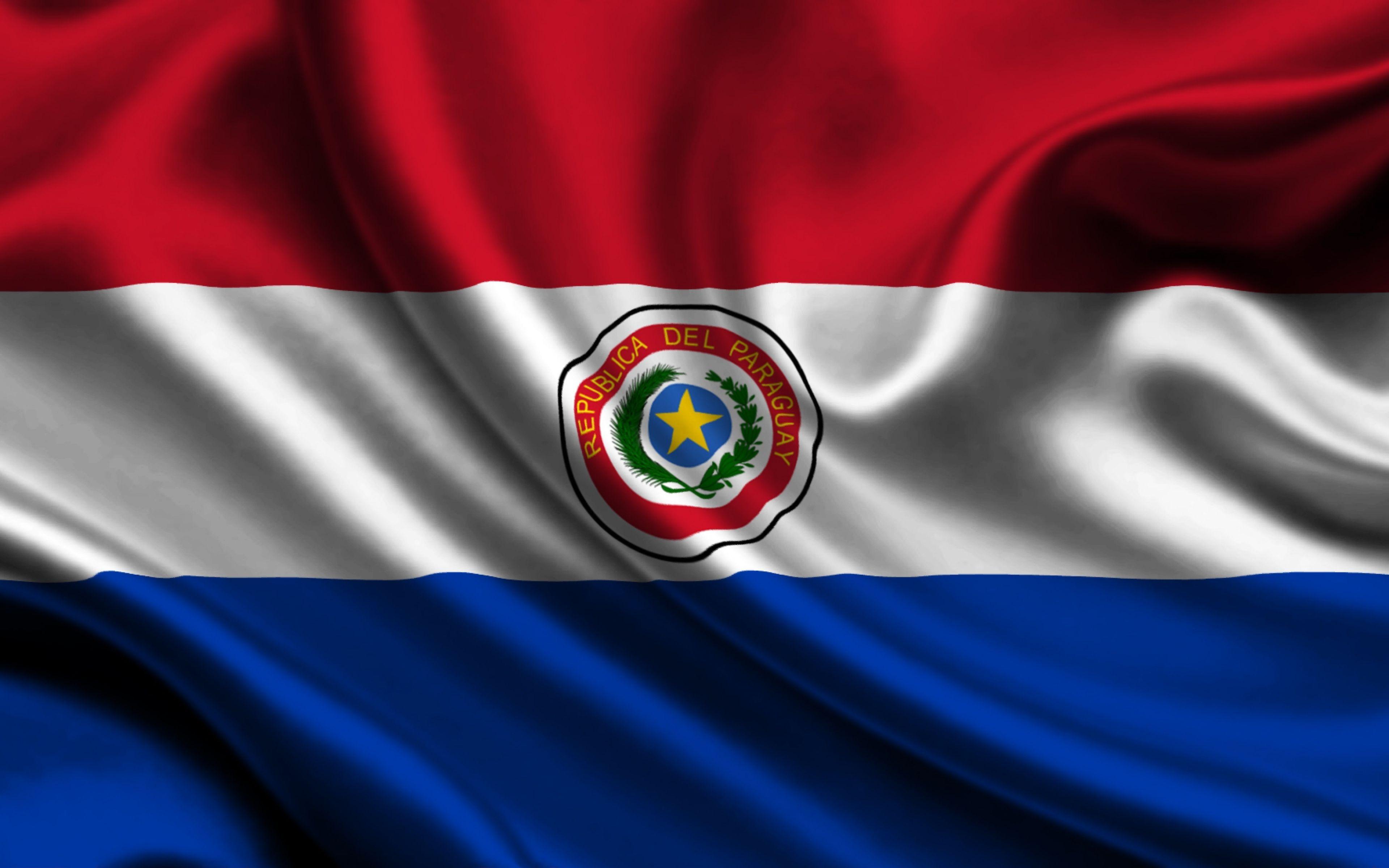 Download Wallpaper 3840x2400 Paraguay, Satin, Flag, Symbol, Star