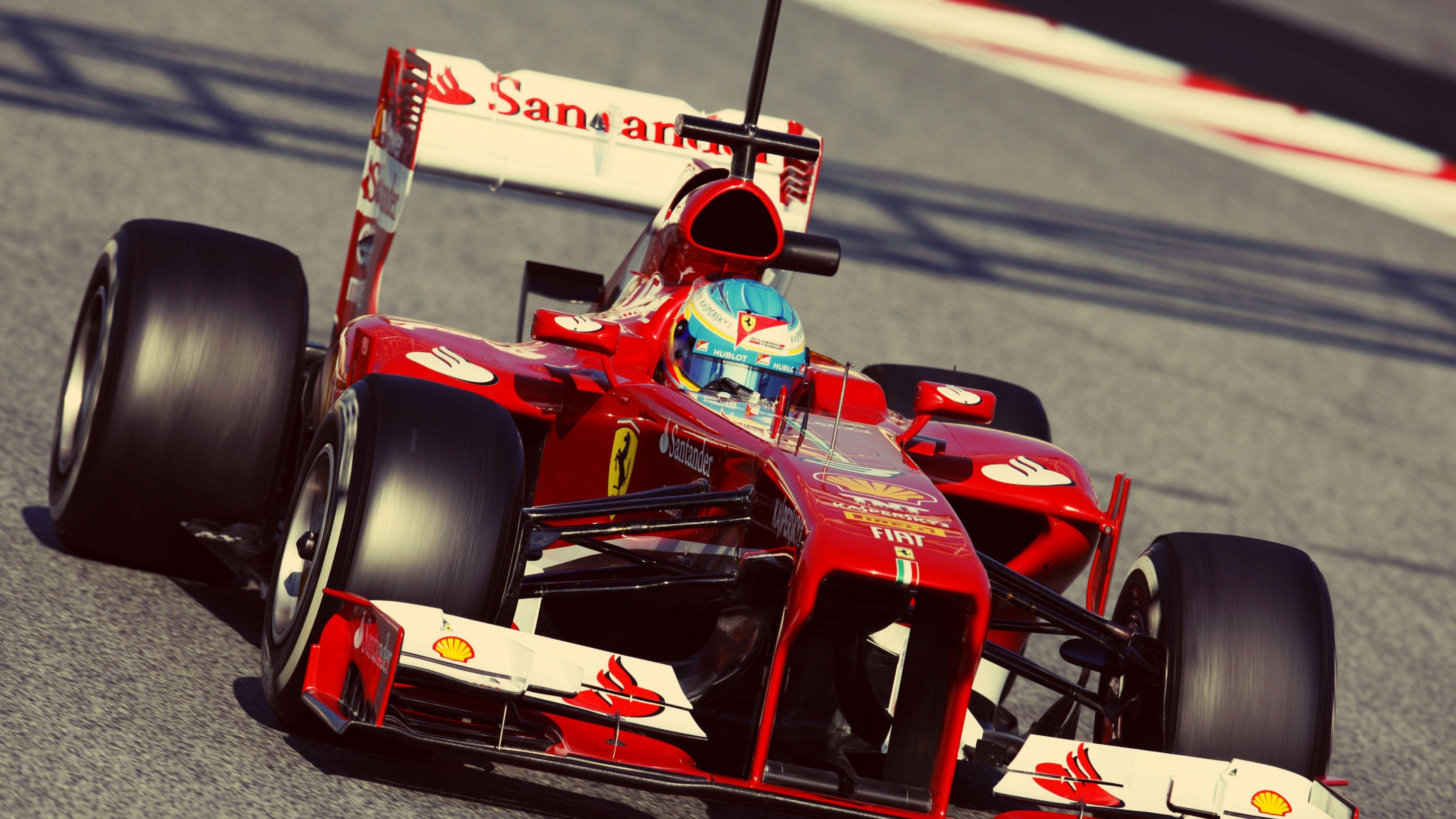 Download Wallpaper 3840x2160 Ferrari, Alonso, F Formula 1 4K