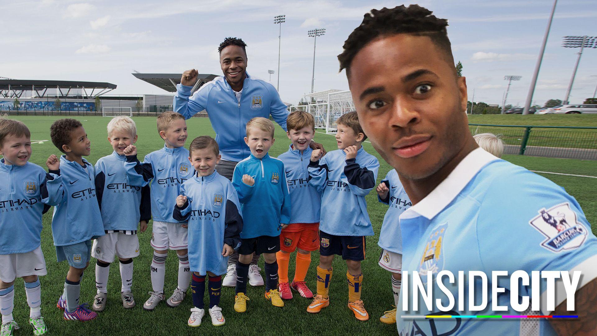 Manchester City Team Players Having Fun With Kids Wallpaper