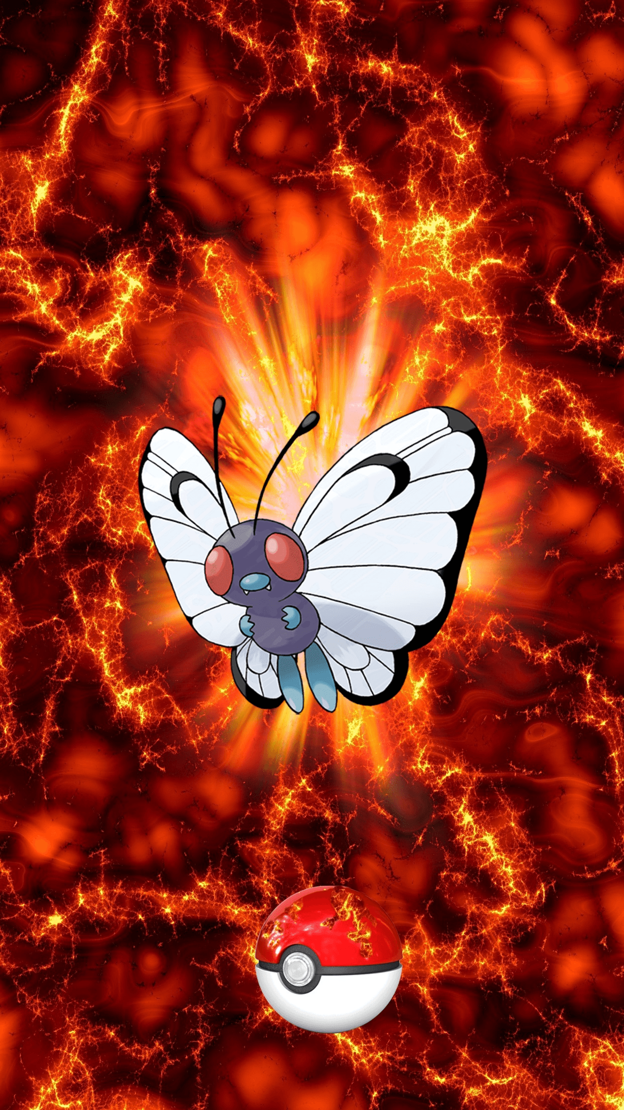 Fire Pokeball Butterfree Butterfree Metapod