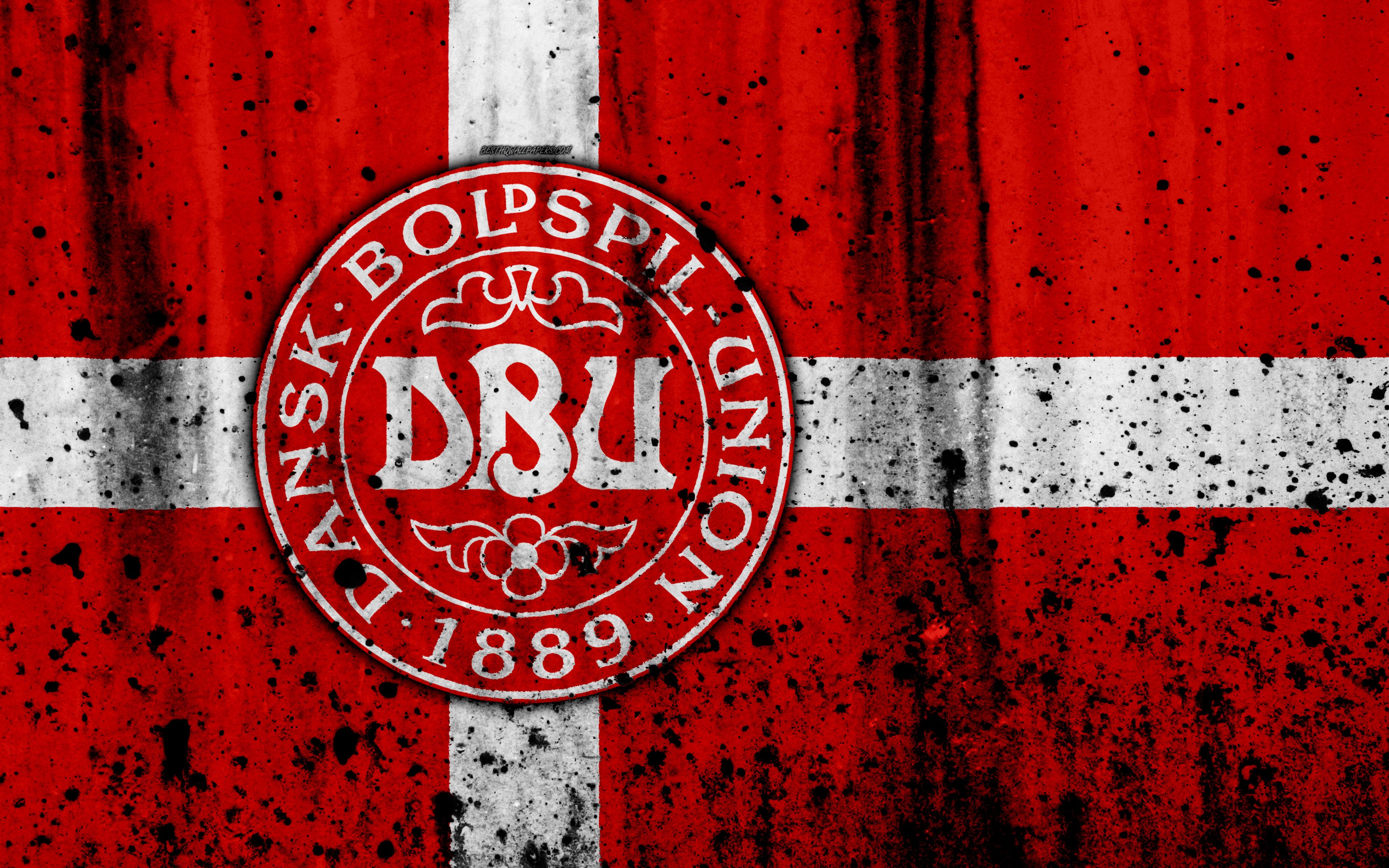 Download wallpaper Denmark national football team, 4k, logo