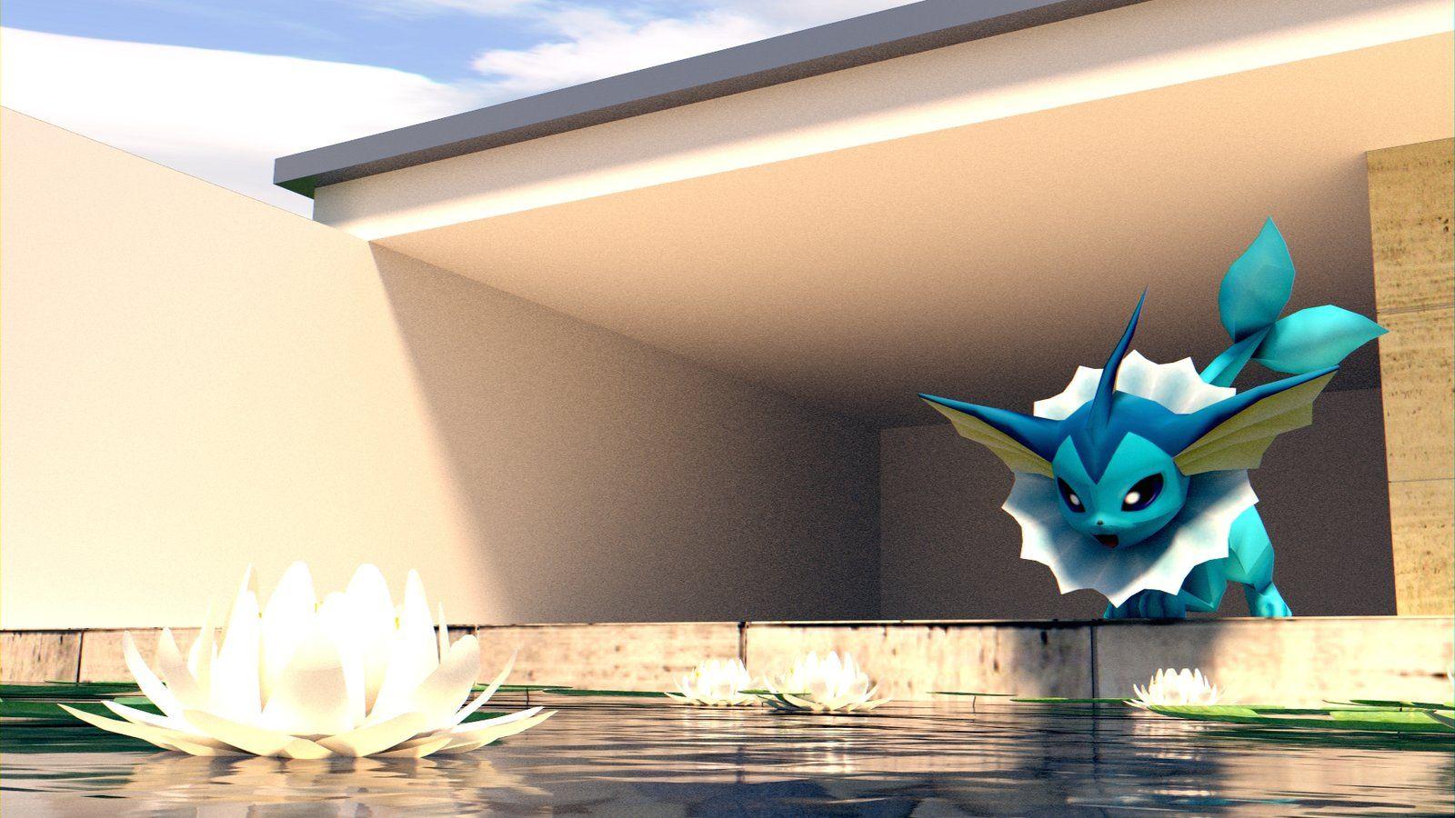 Vaporeon have a pool! [WALLPAPER] [3D MODEL]