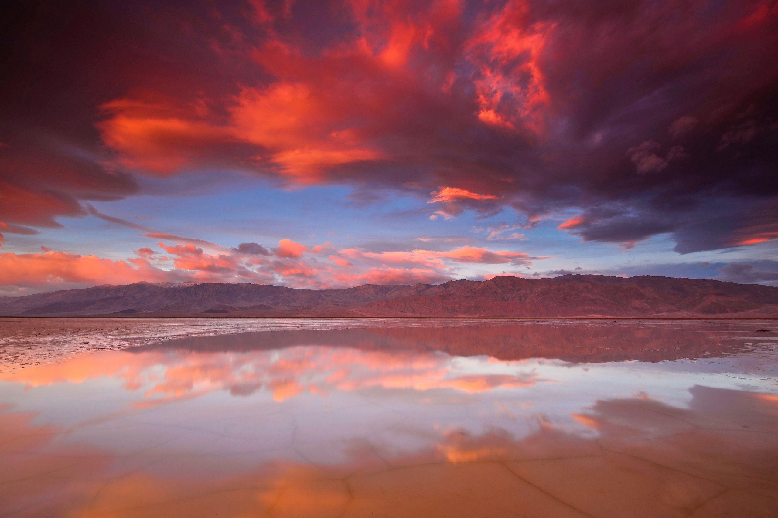 Wallpaper Death Valley National Park, Sunrise, Clouds, Nature
