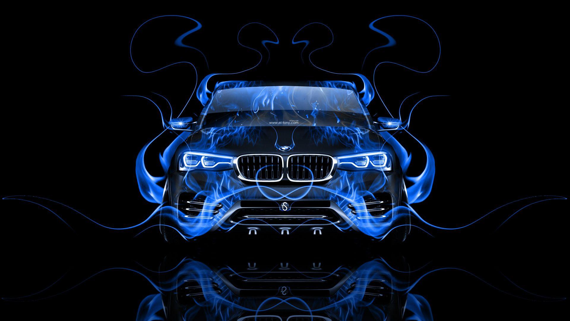 BMW X4 Front Fire Abstract Car 2014