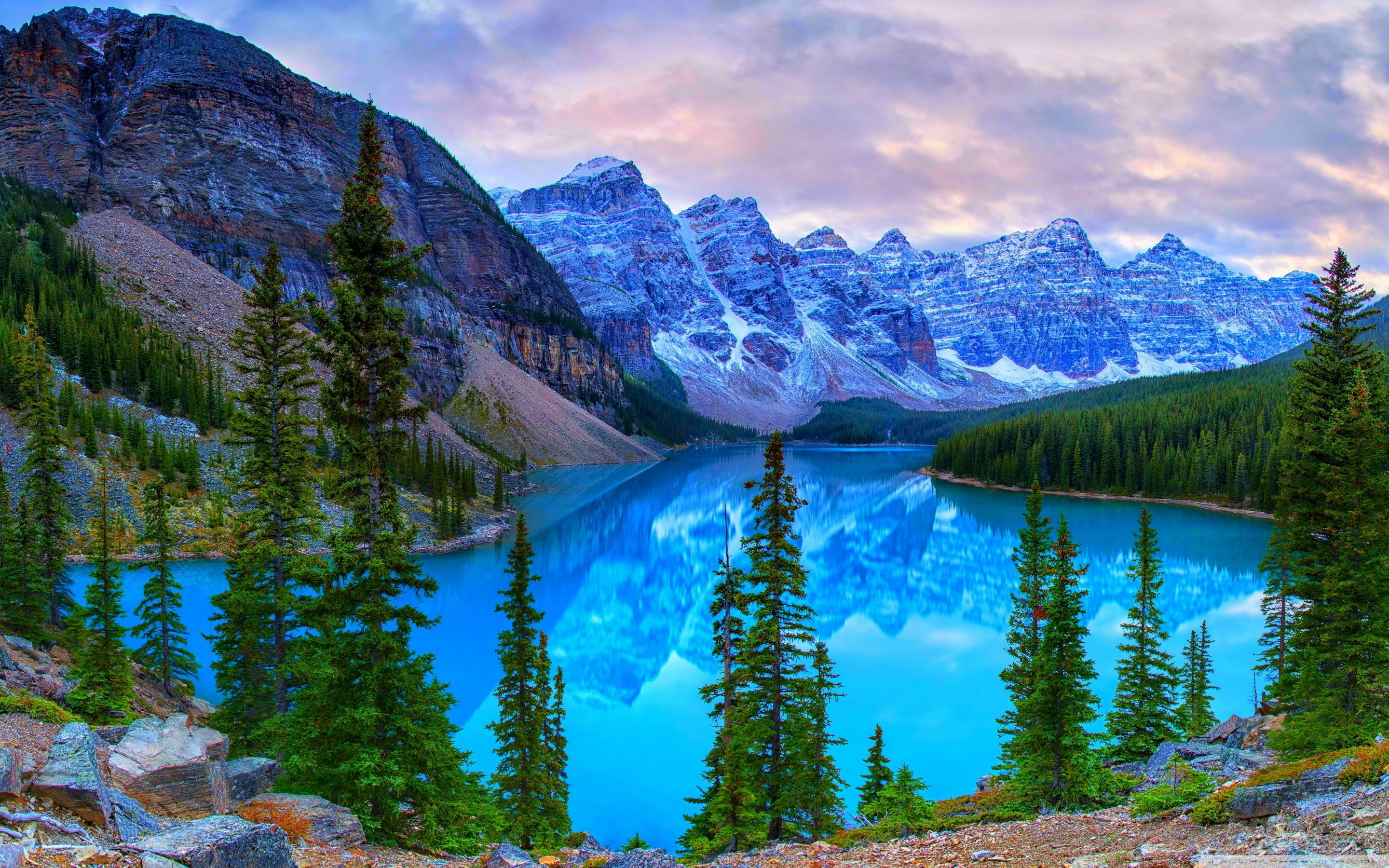 Mountains, Moraine Lake, Banff National Park, Canada ❤ 4K HD