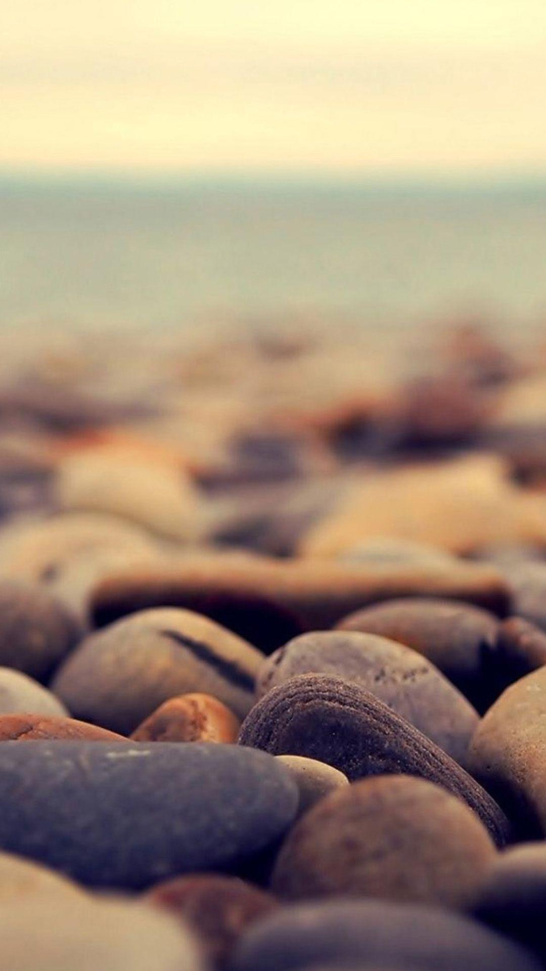Ocean Beach Pebble Rocks Blur #iPhone #wallpaper. iPhone 8