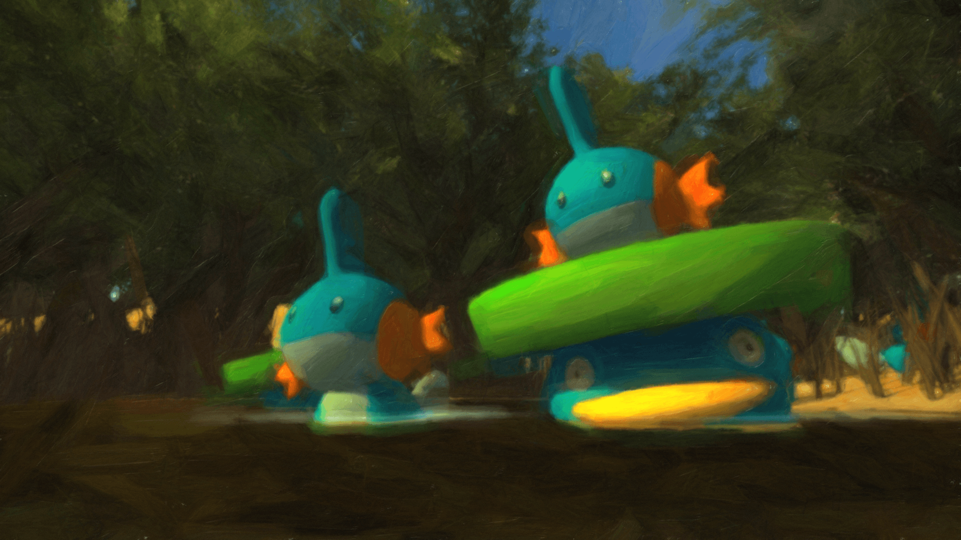 Mudkip and Lotad in the Sandbox 3