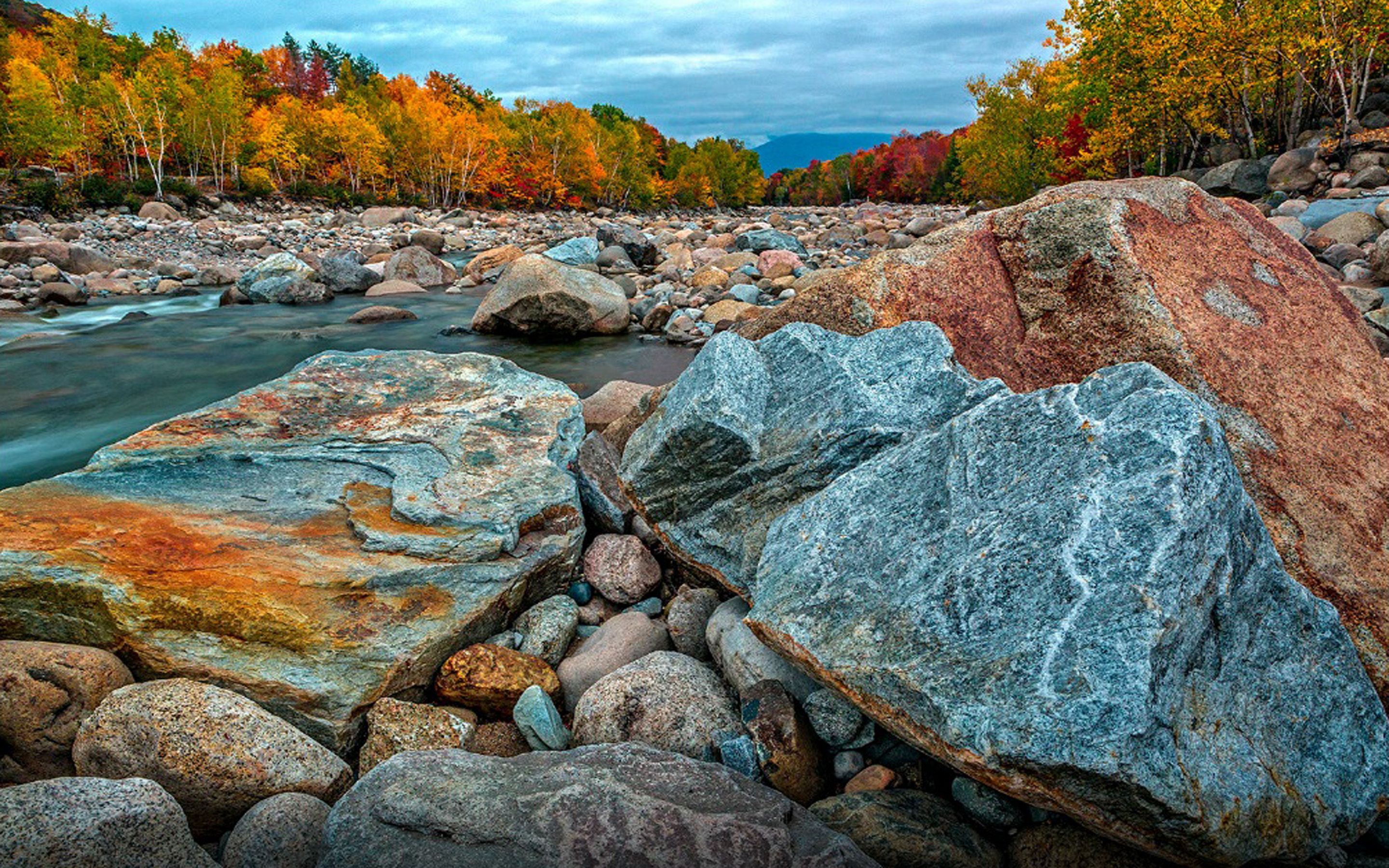 Autumn In The New Hampshire River Pemigewuasset Desktop Wallpaper HD