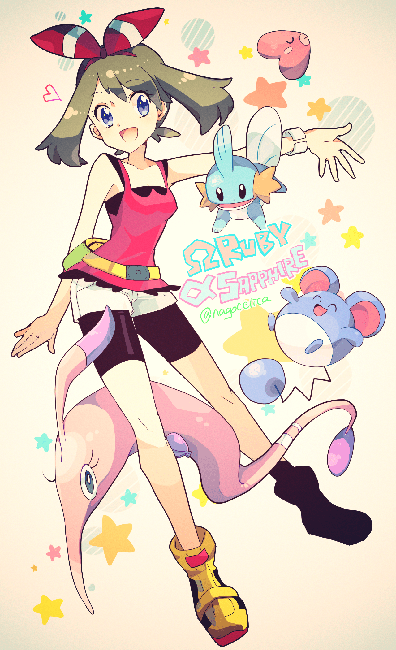 Omega Ruby and Alpha Sapphire May, Mudkip, luvdisc, marill