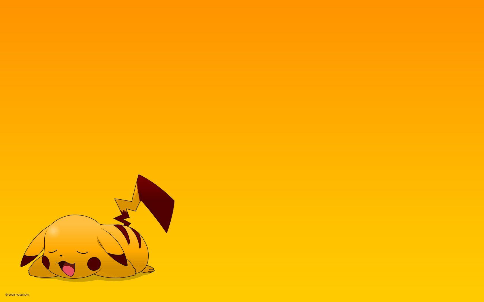 pokemon, yellow, Pikachu, simple background, yellow background