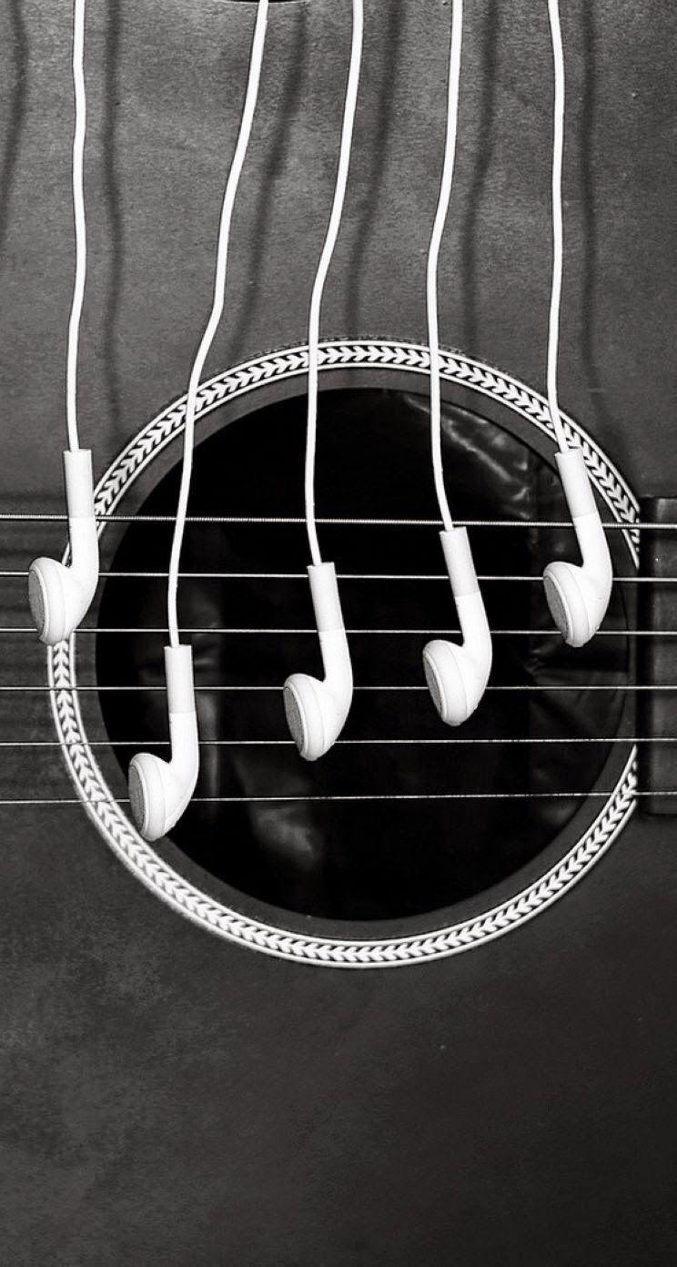 Headphones and a guitar. HD iOS7 HD wallpaper for iPhone and iPod