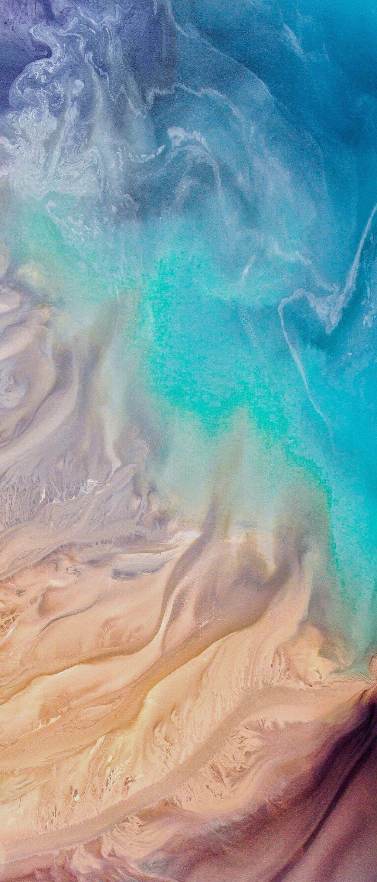 iOS iPhone X, Aqua, blue, Water, beach, wave, ocean, apple