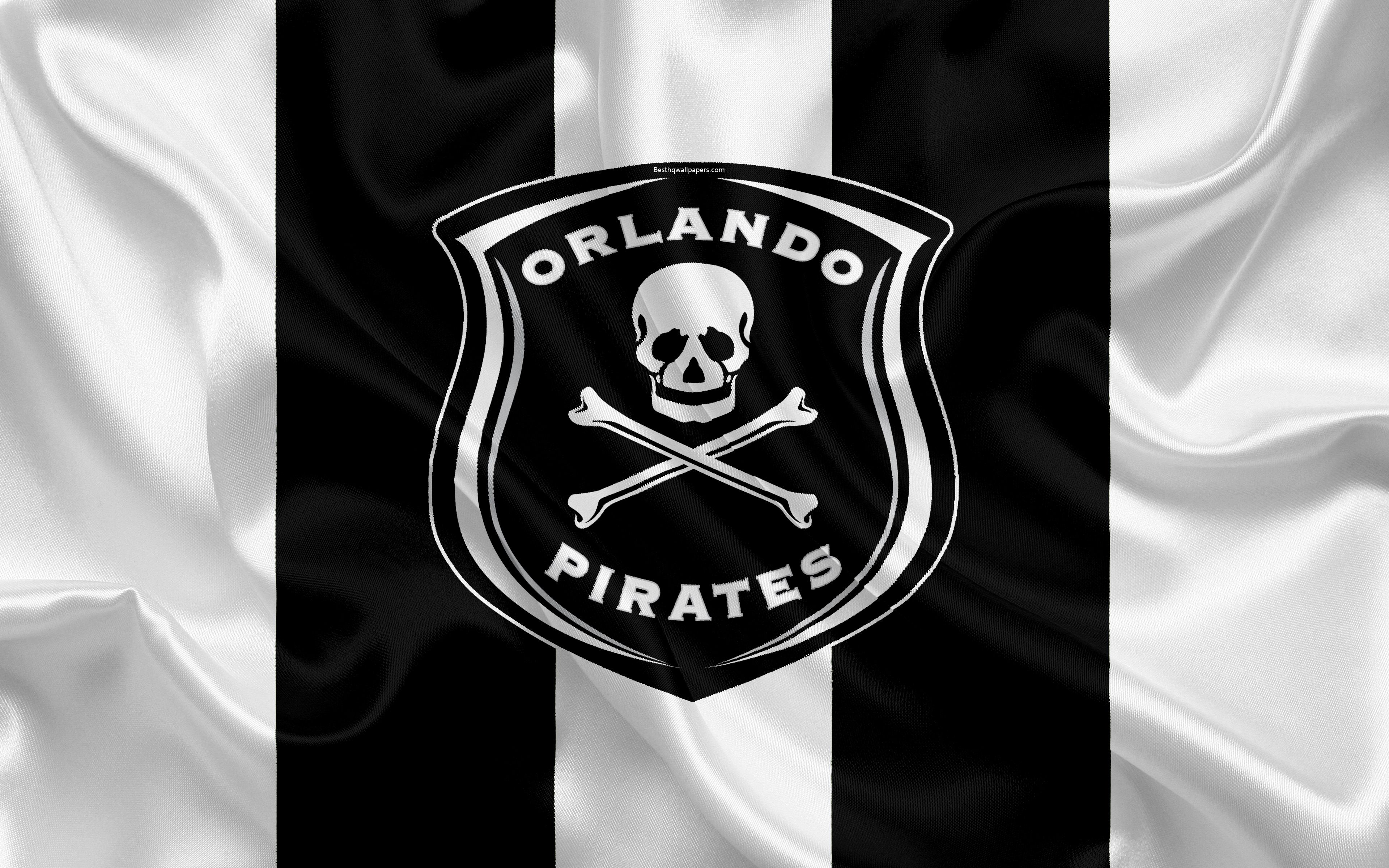 Download wallpaper Orlando Pirates FC, 4k, logo, black and white