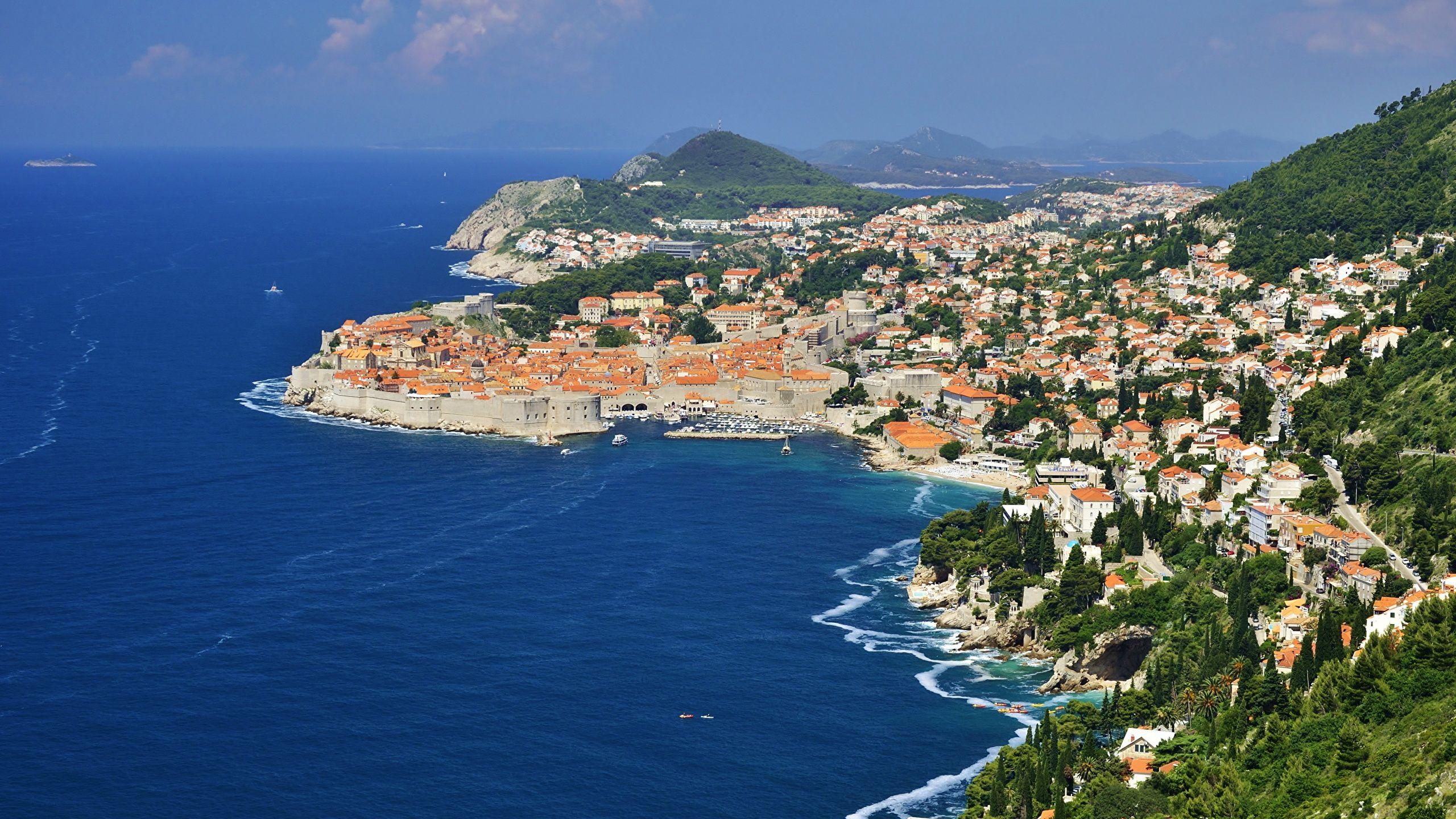 Wallpaper Croatia Dubrovnik Sea Cove Coast From above 2560x1440