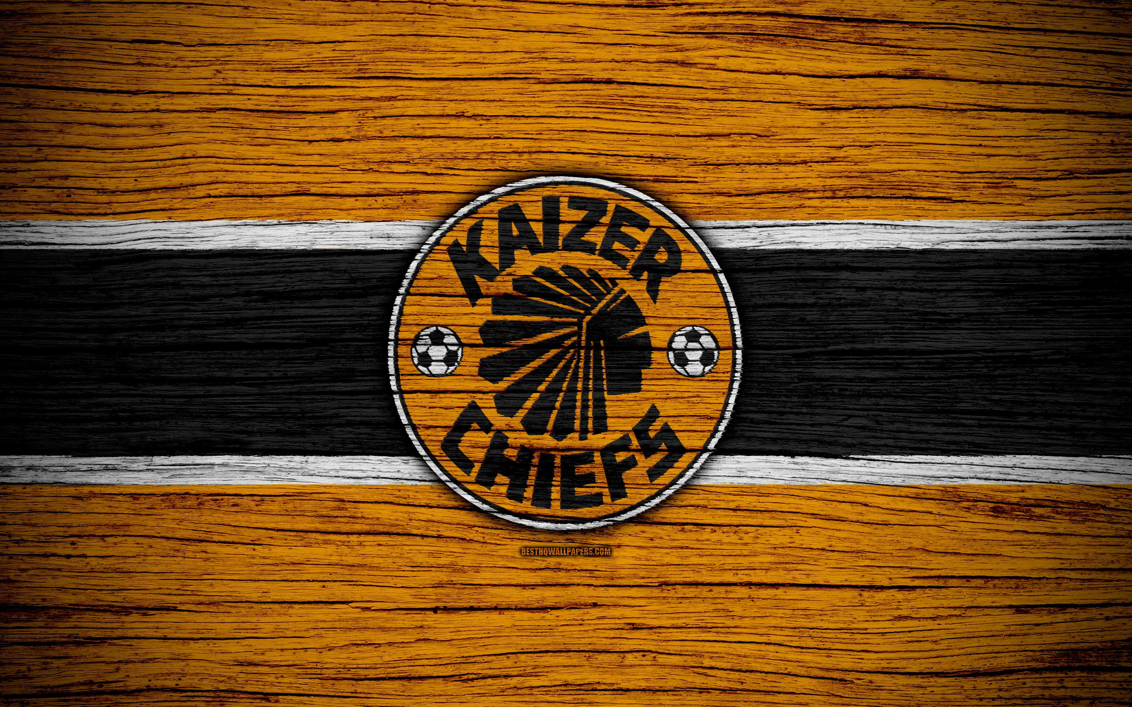 Download wallpaper FC Kaizer Chiefs, 4k, wooden texture, South