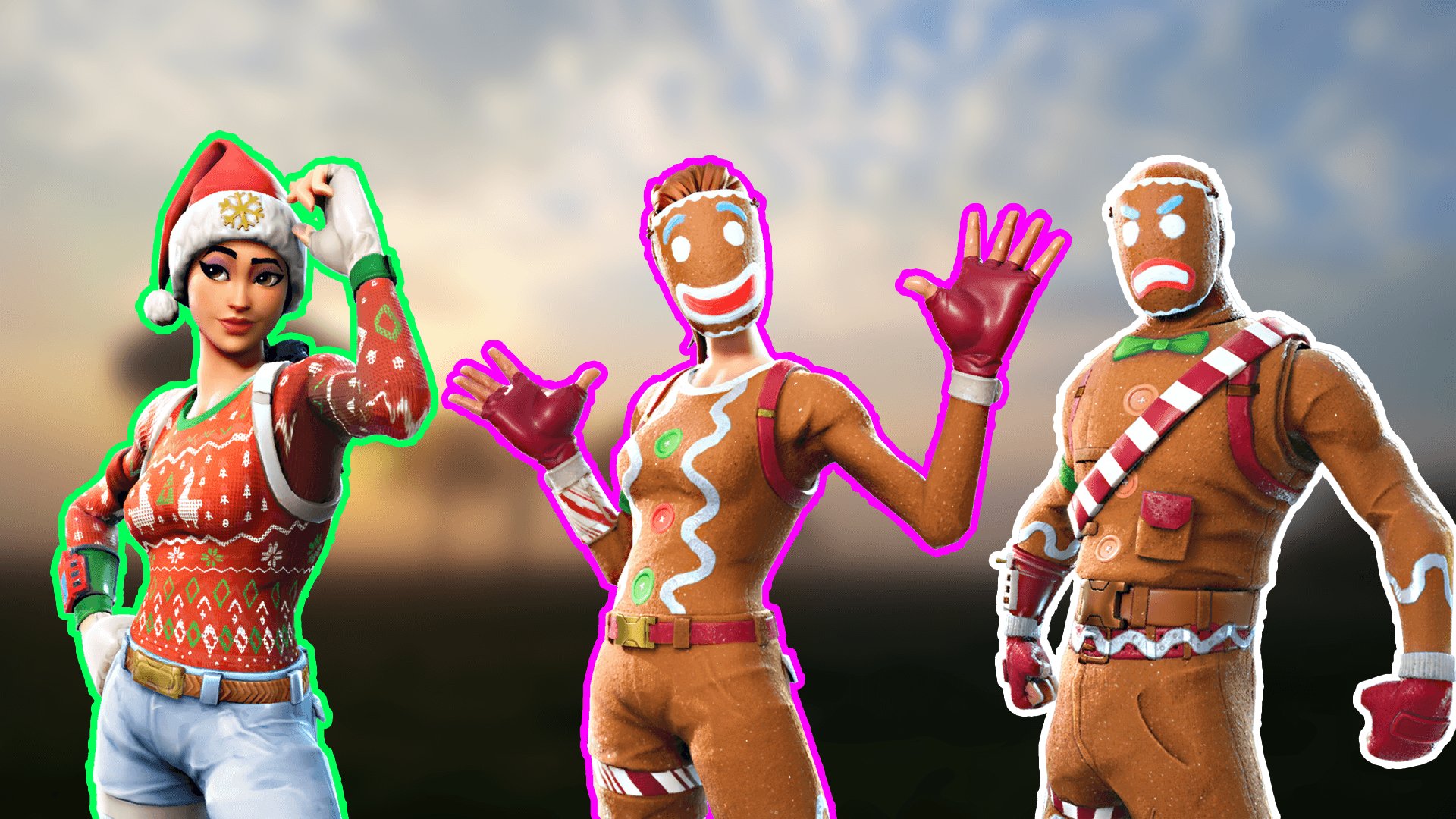 I tried making a wallpaper using some christmas skins!
