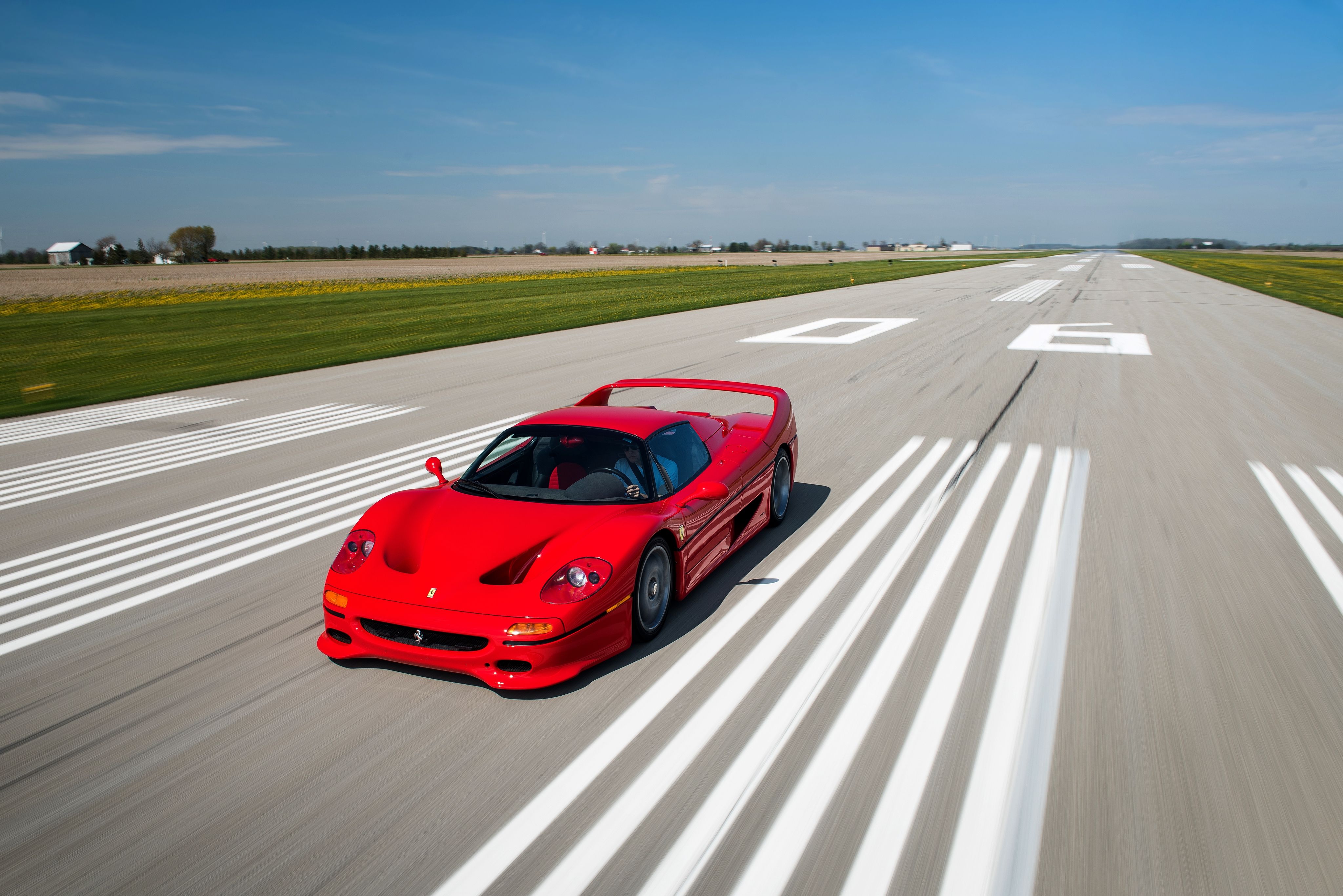 Download 4096x2733 Ferrari F Runway, Red, Cars Wallpaper