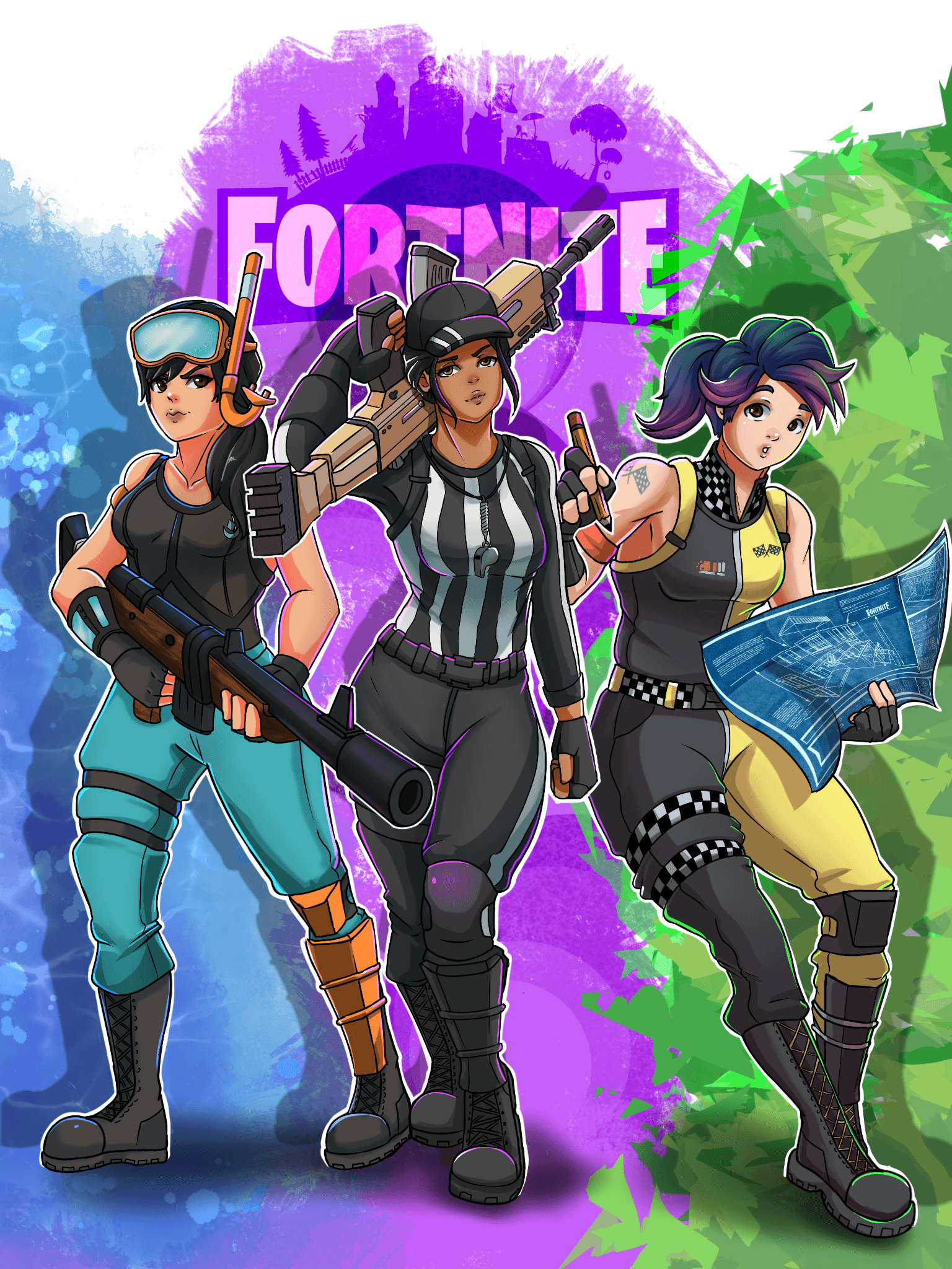 Fortnite commission I finished a couple weeks ago for a Christmas
