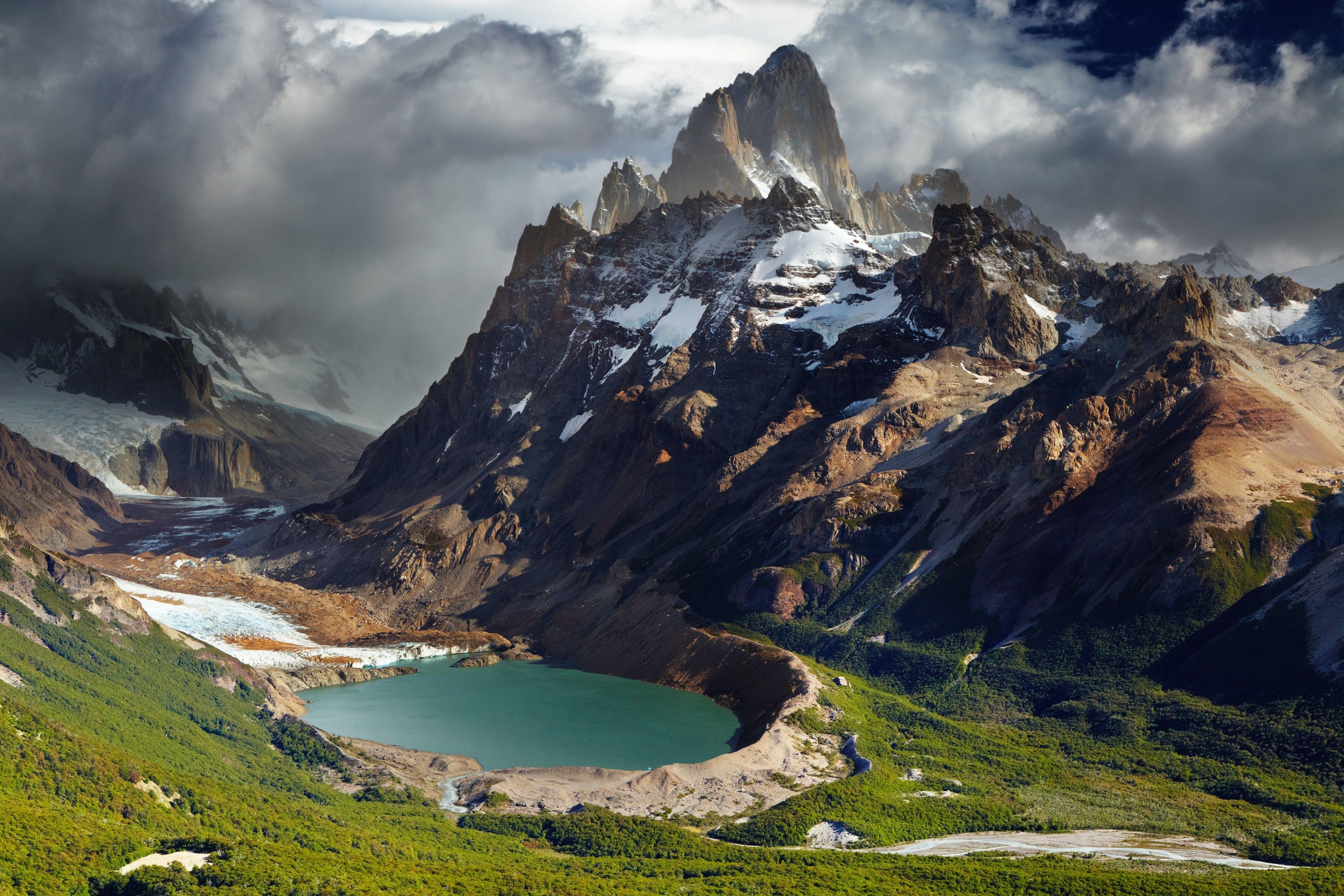 Download 4684x3123 Argentina, Lake, Dark Clouds, Mountain, Scenic