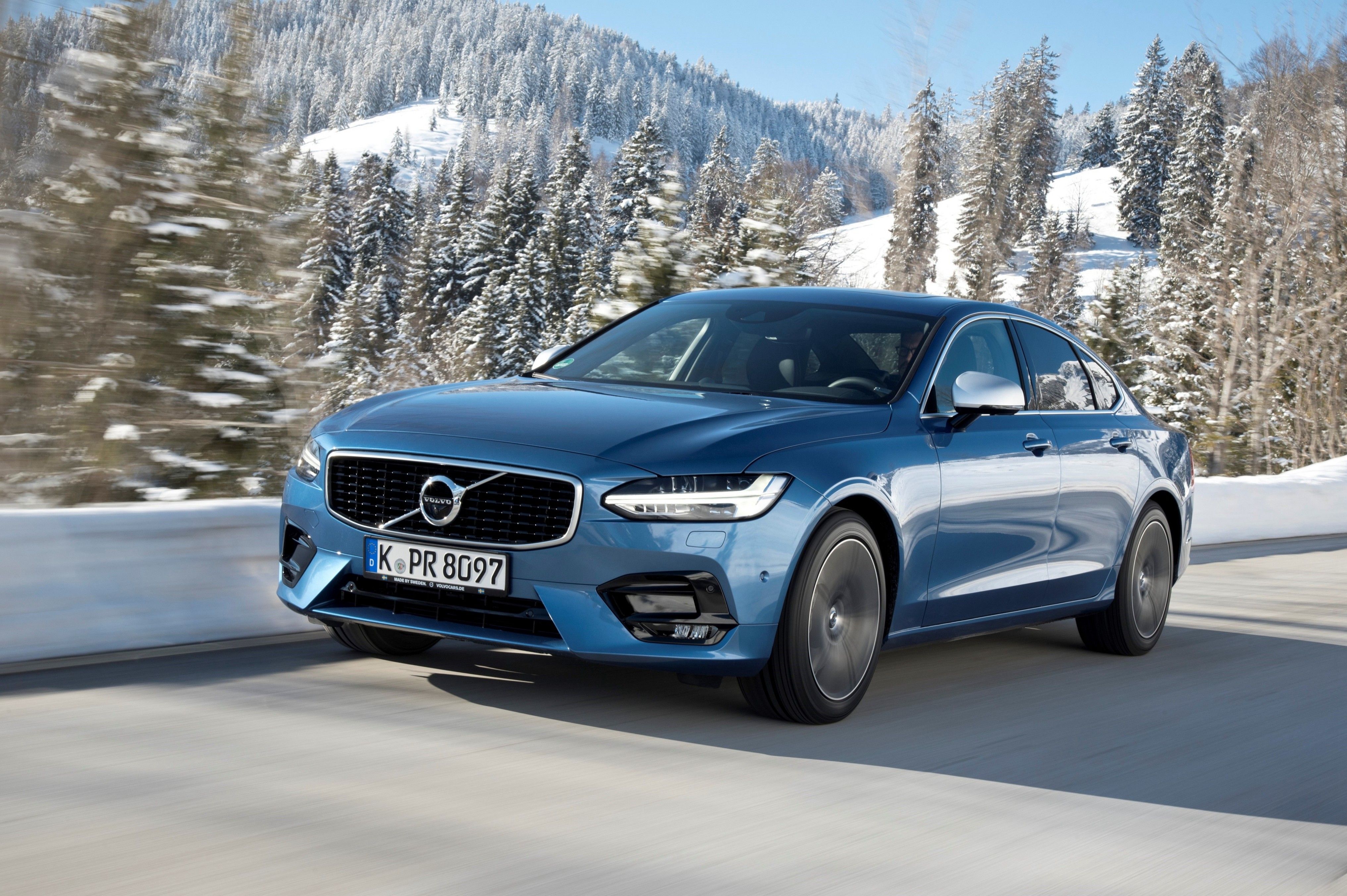 Download 4066x2705 Volvo S Blue, Road, Snow, Luxury, Cars