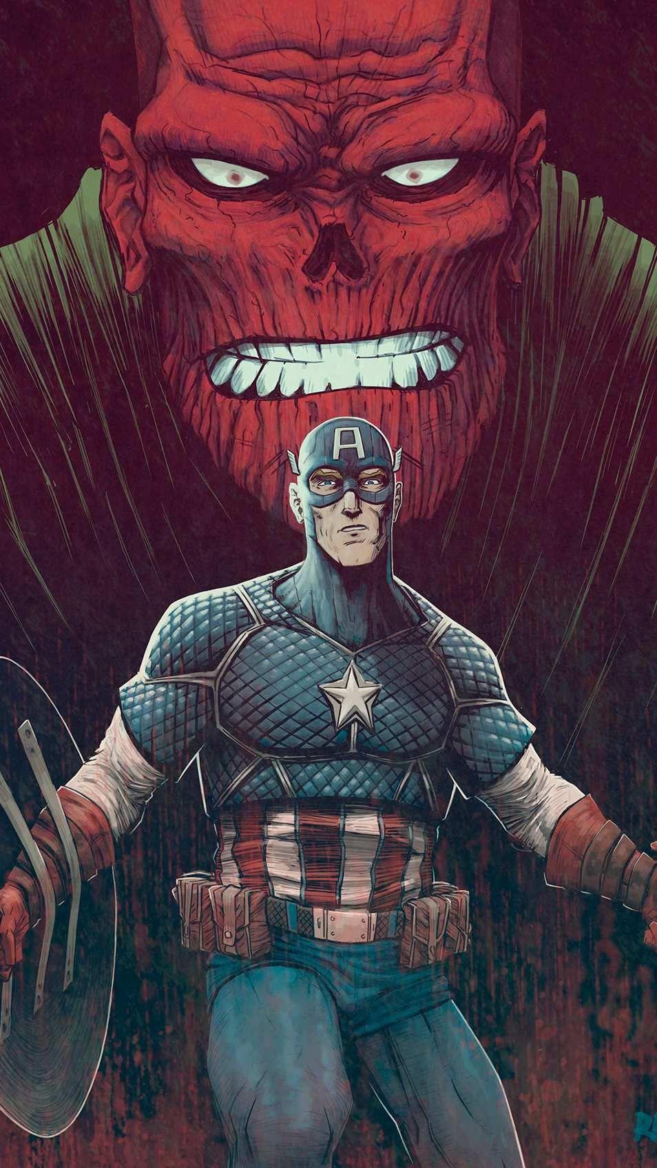Captain America vs Red Skull iPhone Wallpaper