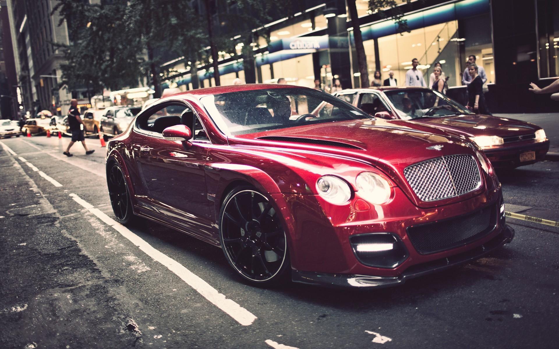 Red Bentley on the street