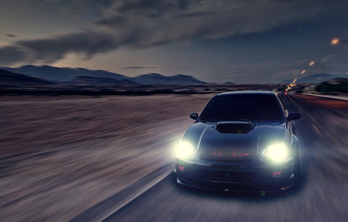 Wallpaper glare, speed, Subaru, Impreza, blur, black, WRX, black
