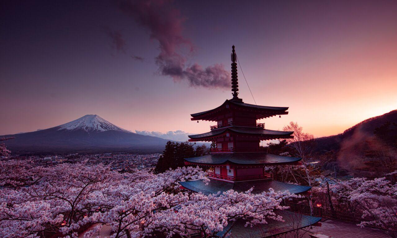 Churei Tower Mount Fuji In Japan HD wallpaper