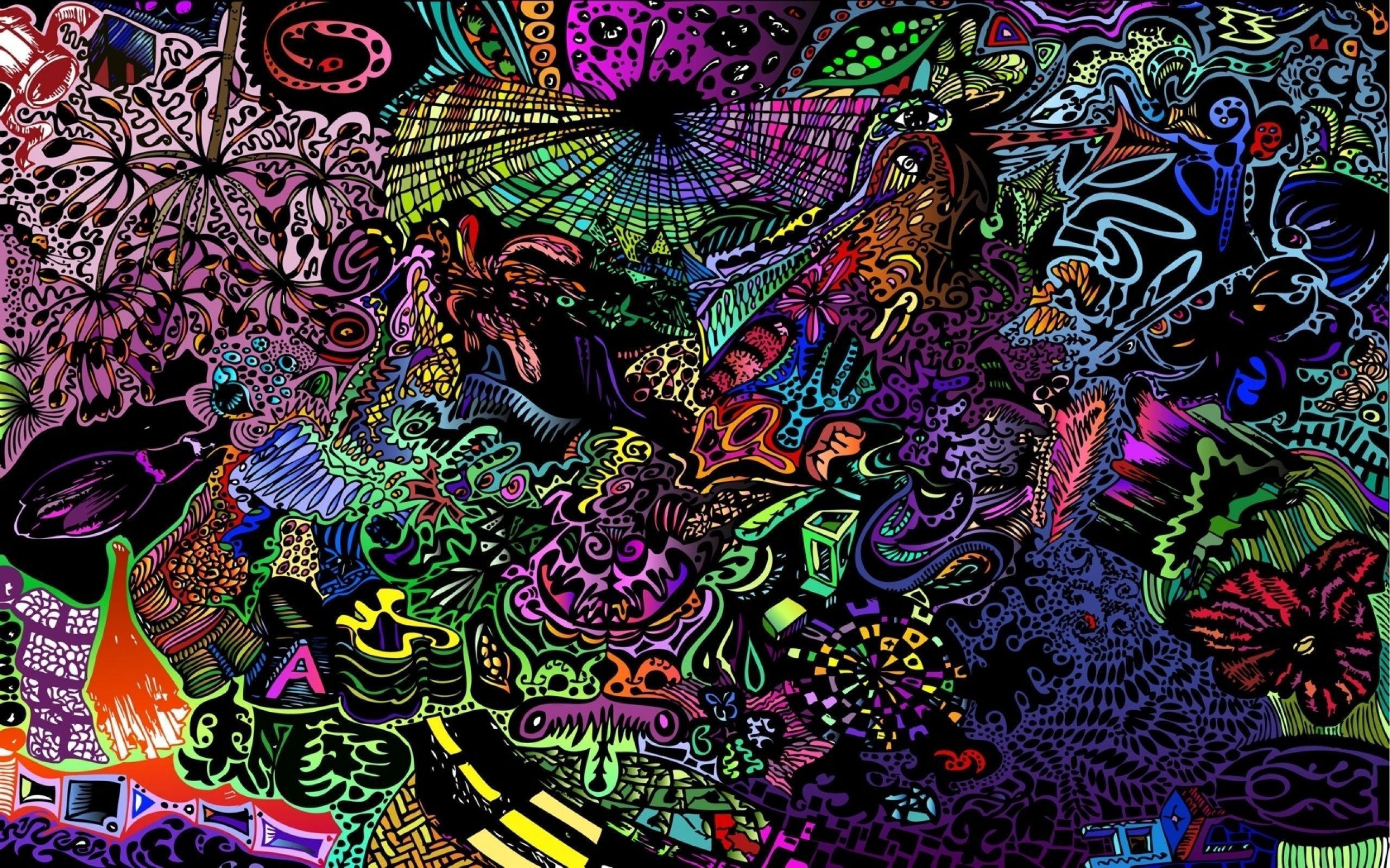 Psychedelic Art Color Detail Dark Monsters Wallpaper Fresh
