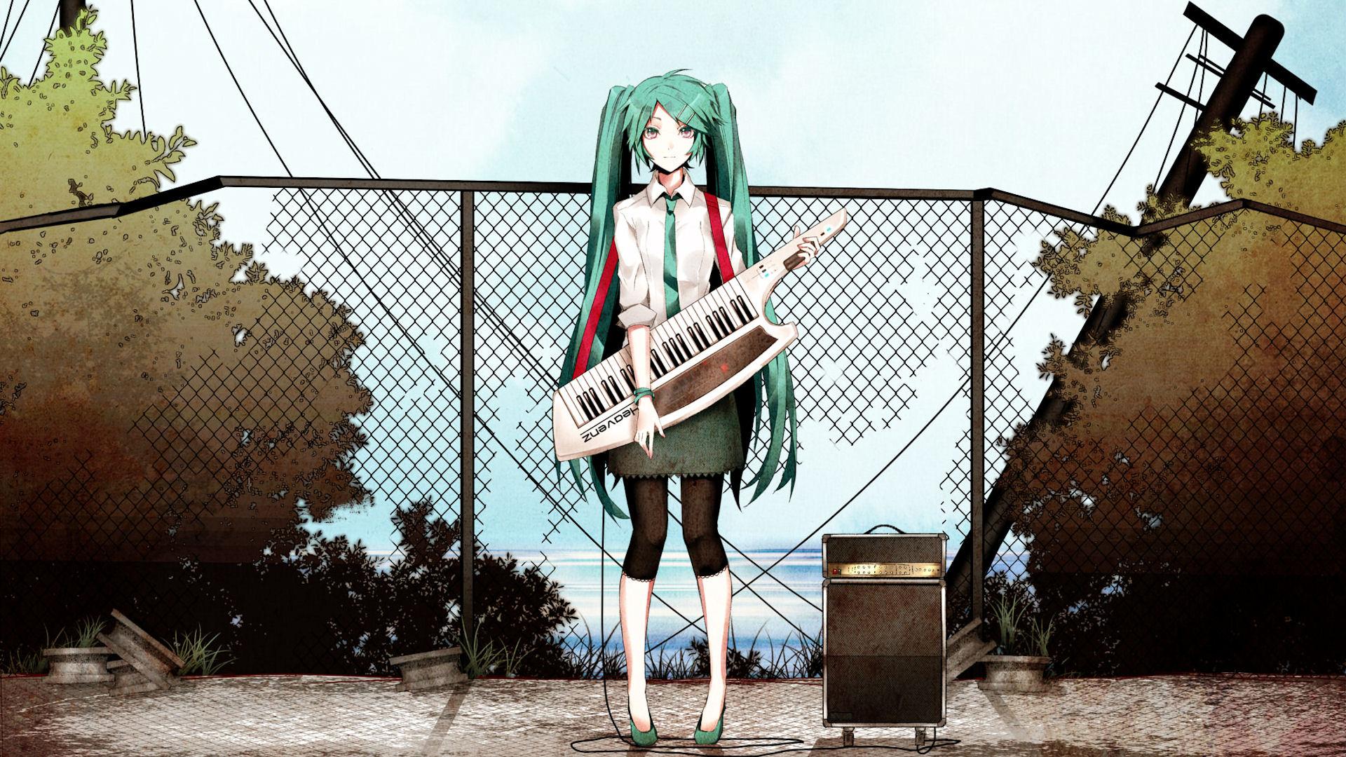 Anime Girl With Instrument HD Wallpaperx1080