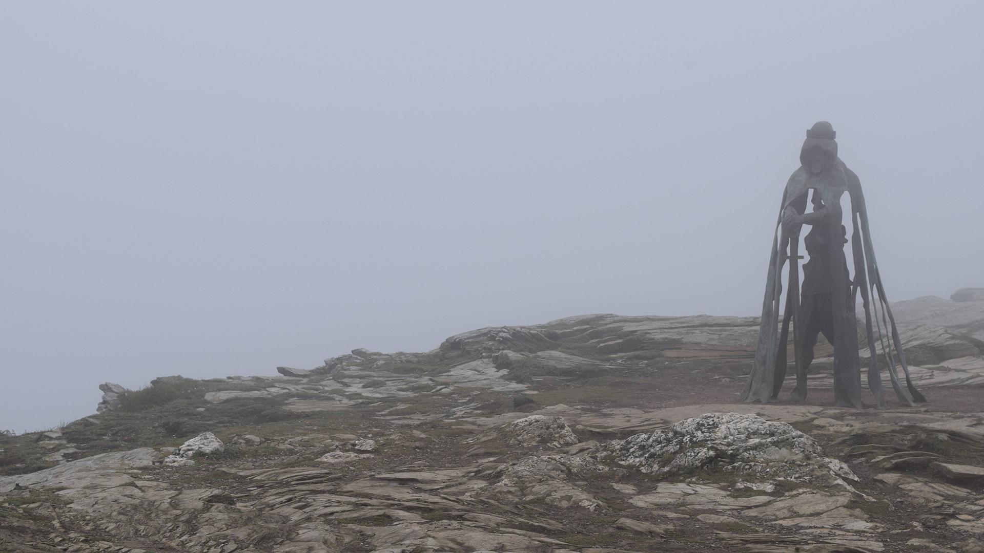 King Arthur Statue in Mist