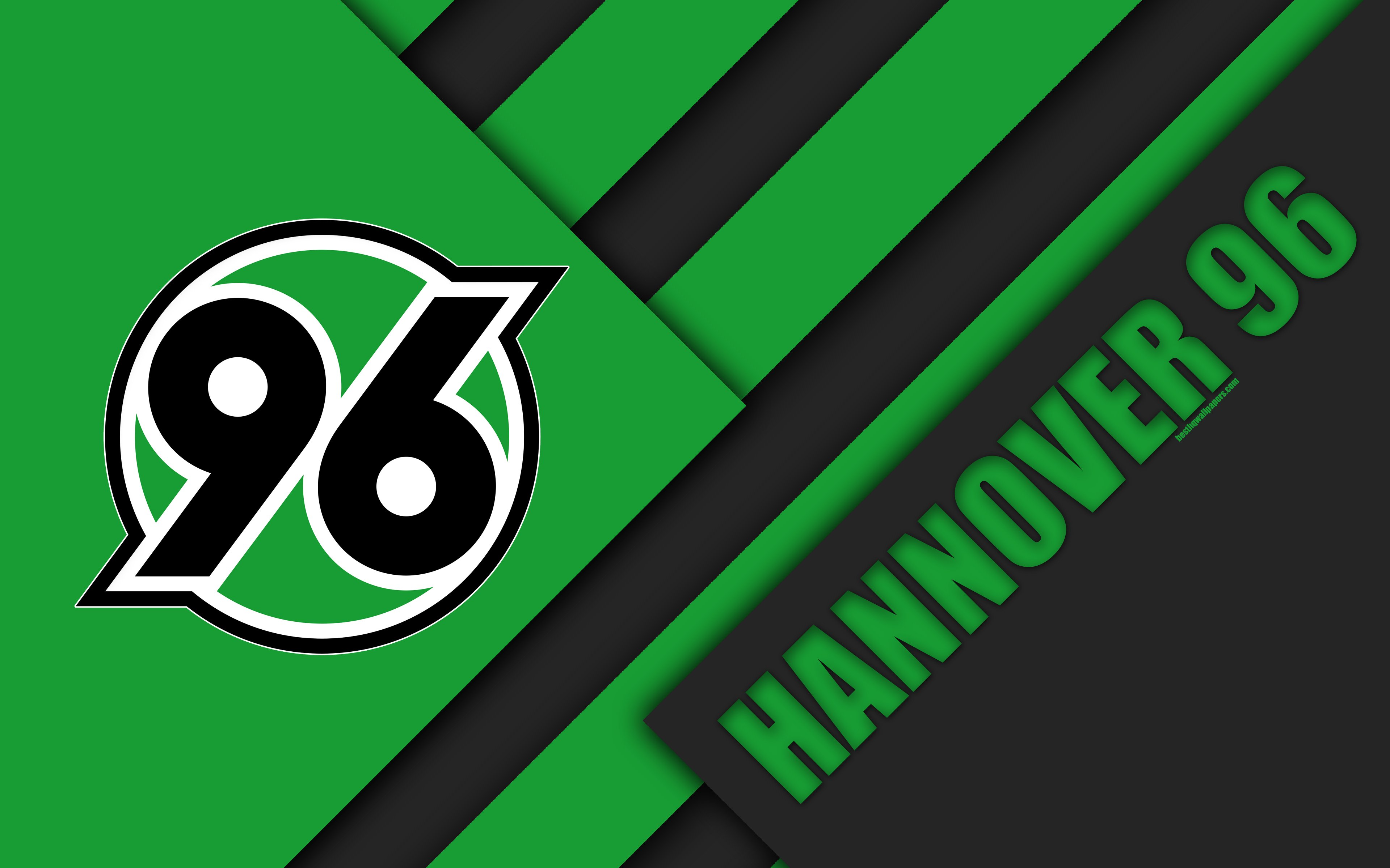Download wallpaper Hannover 96 FC, 4k, material design, green black