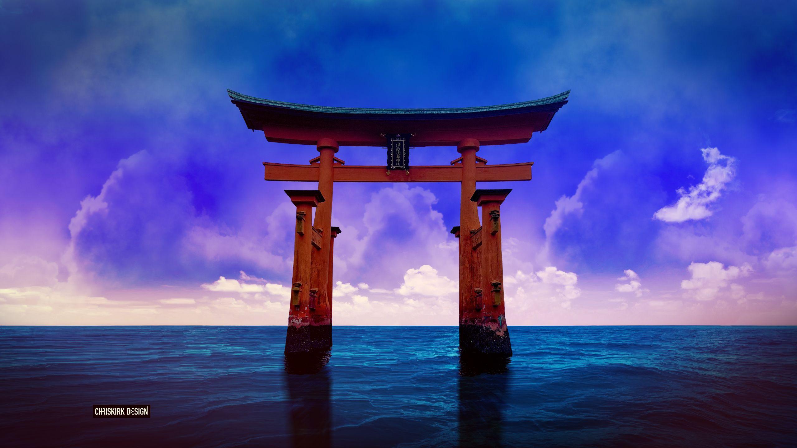 A Torii Gate in the Japanese Sea HD Wallpaper. Background Image