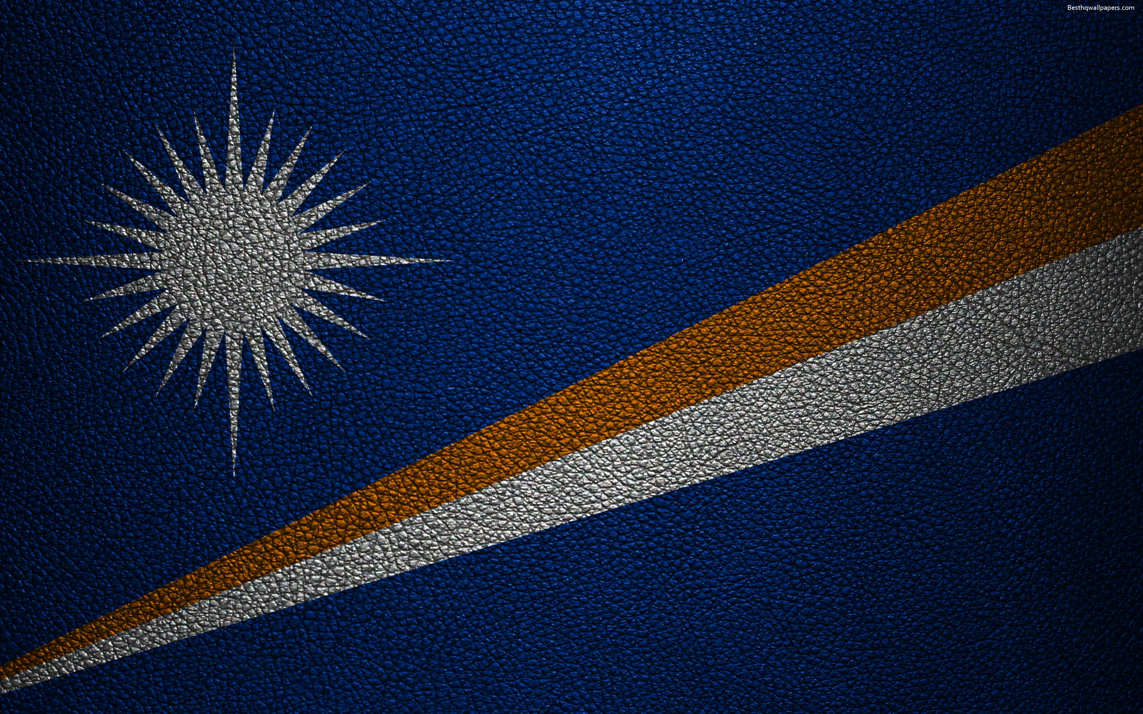 Download wallpaper Flag of the Marshall Islands, 4k, leather