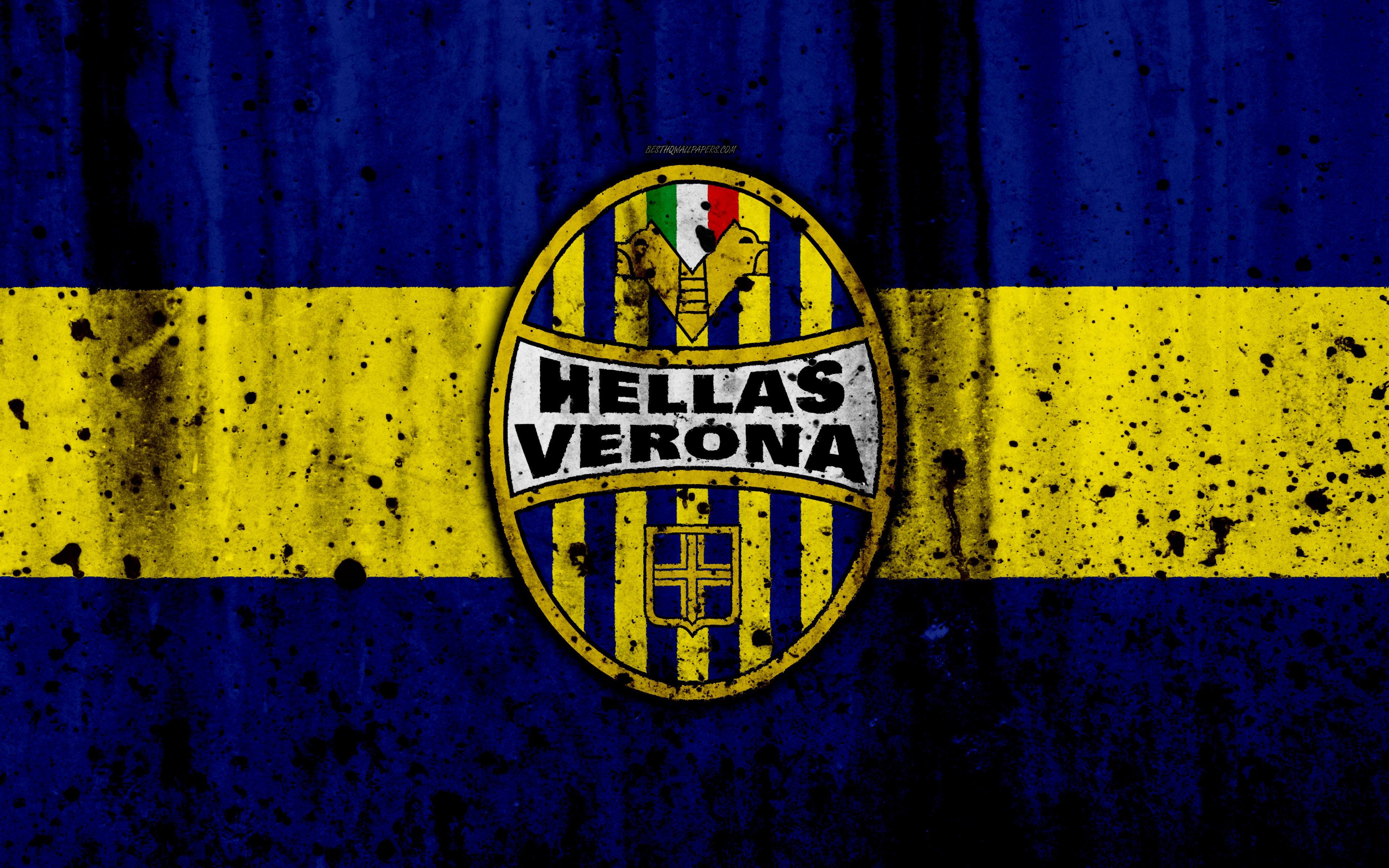 Download wallpaper FC Hellas Verona, 4k, logo, Serie A, stone