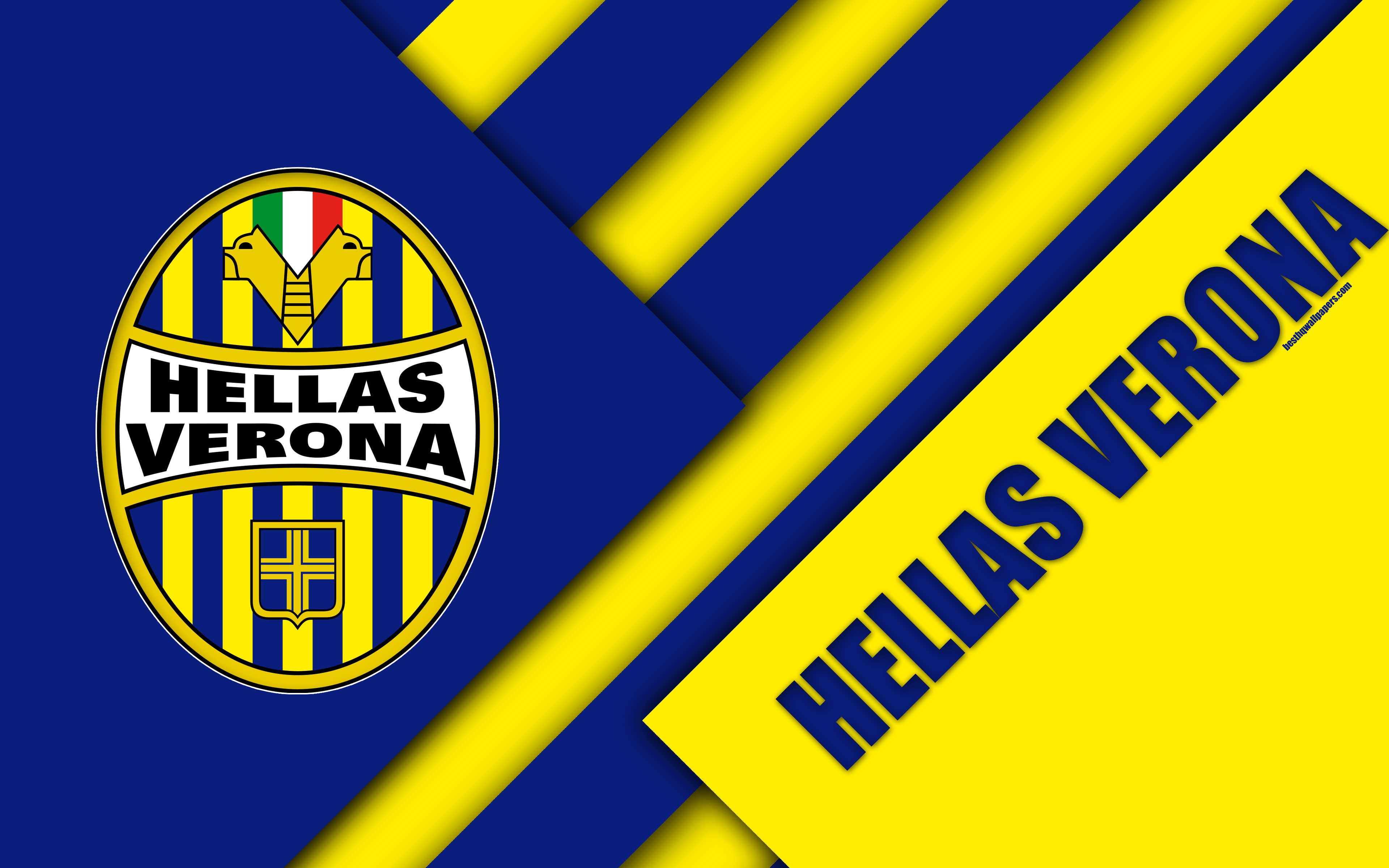 Download wallpaper Hellas Verona FC, logo, 4k, material design