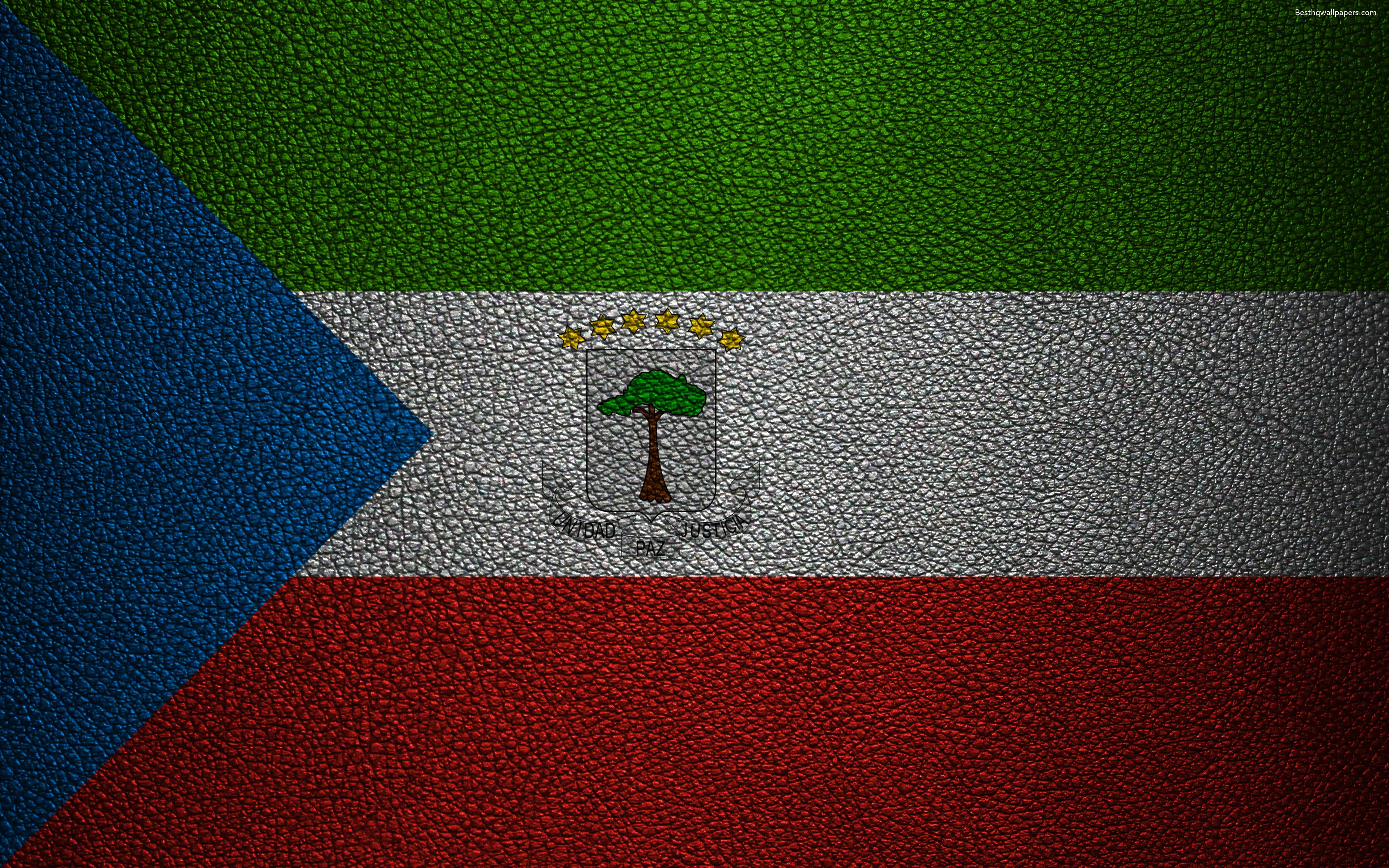 Download wallpaper Flag of Equatorial Guinea, Africa, 4k, leather